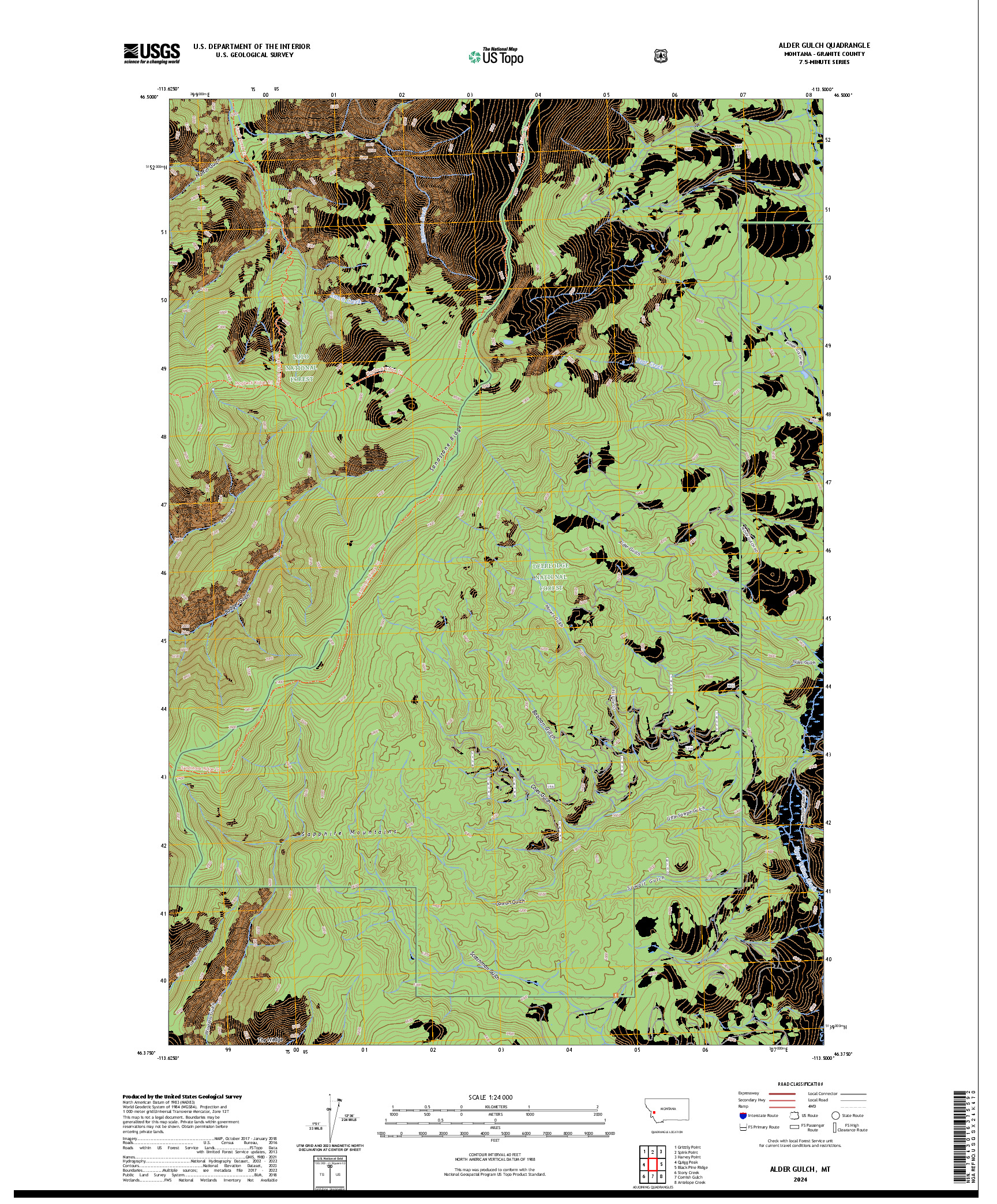 US TOPO 7.5-MINUTE MAP FOR ALDER GULCH, MT