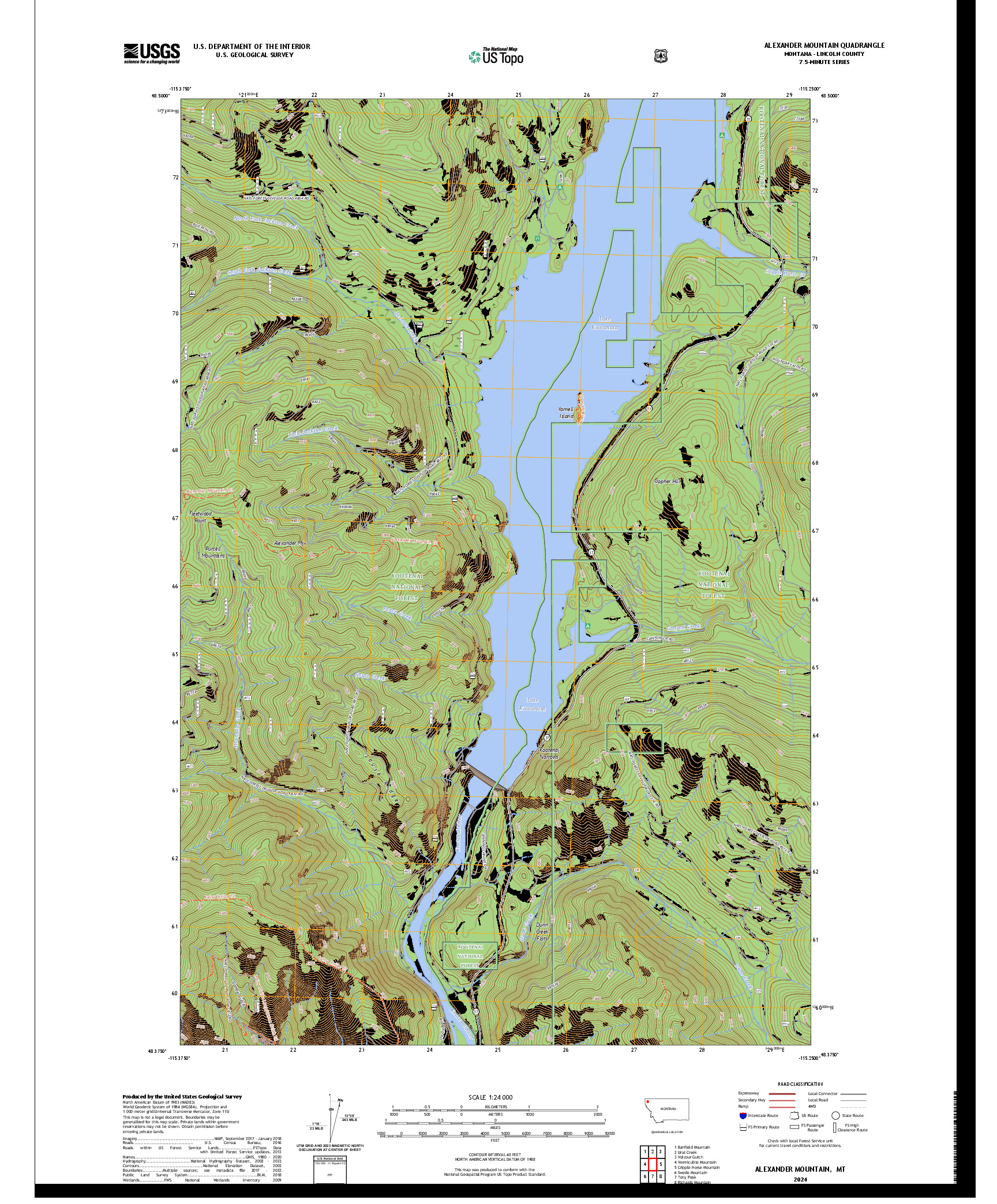US TOPO 7.5-MINUTE MAP FOR ALEXANDER MOUNTAIN, MT