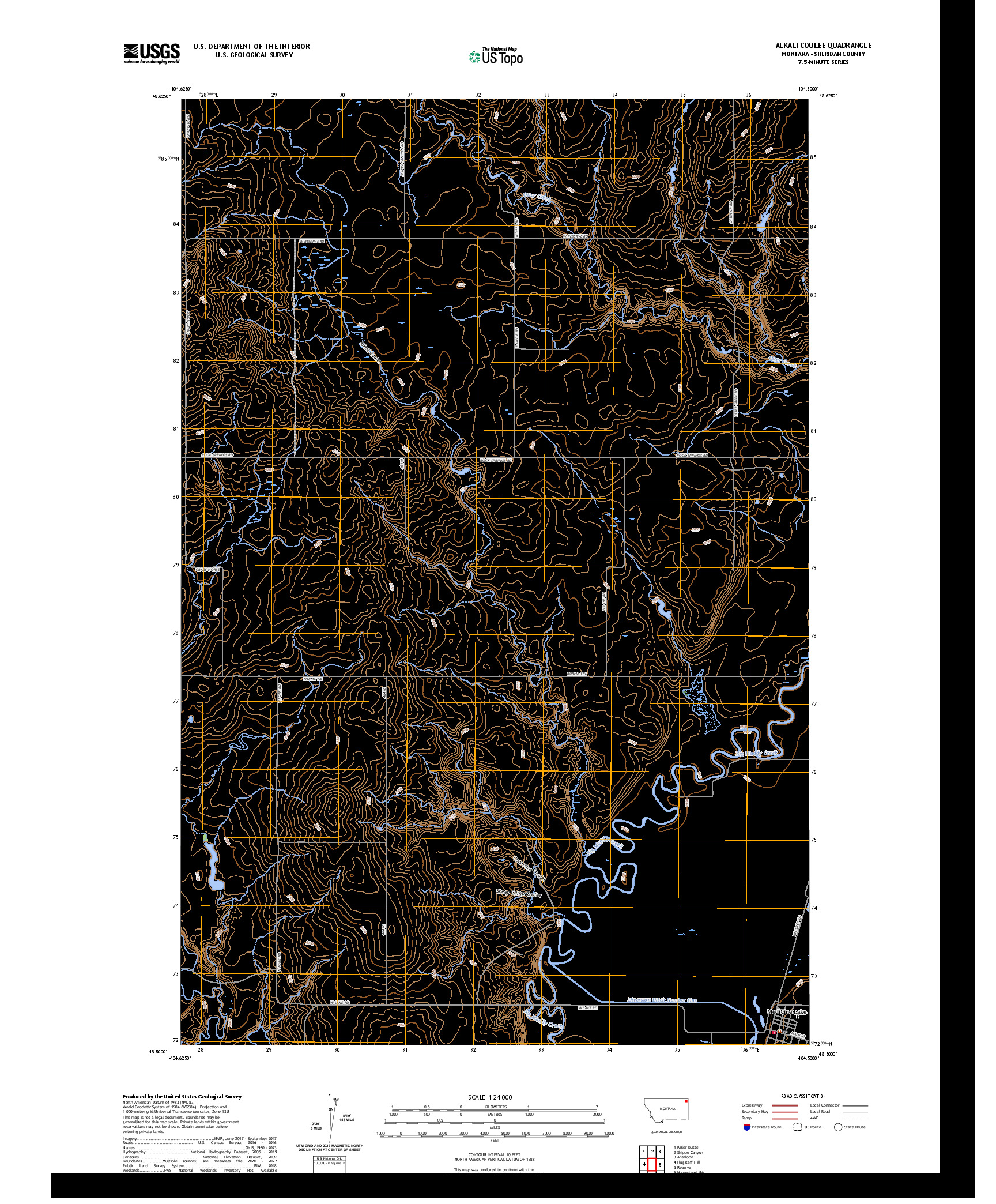 US TOPO 7.5-MINUTE MAP FOR ALKALI COULEE, MT