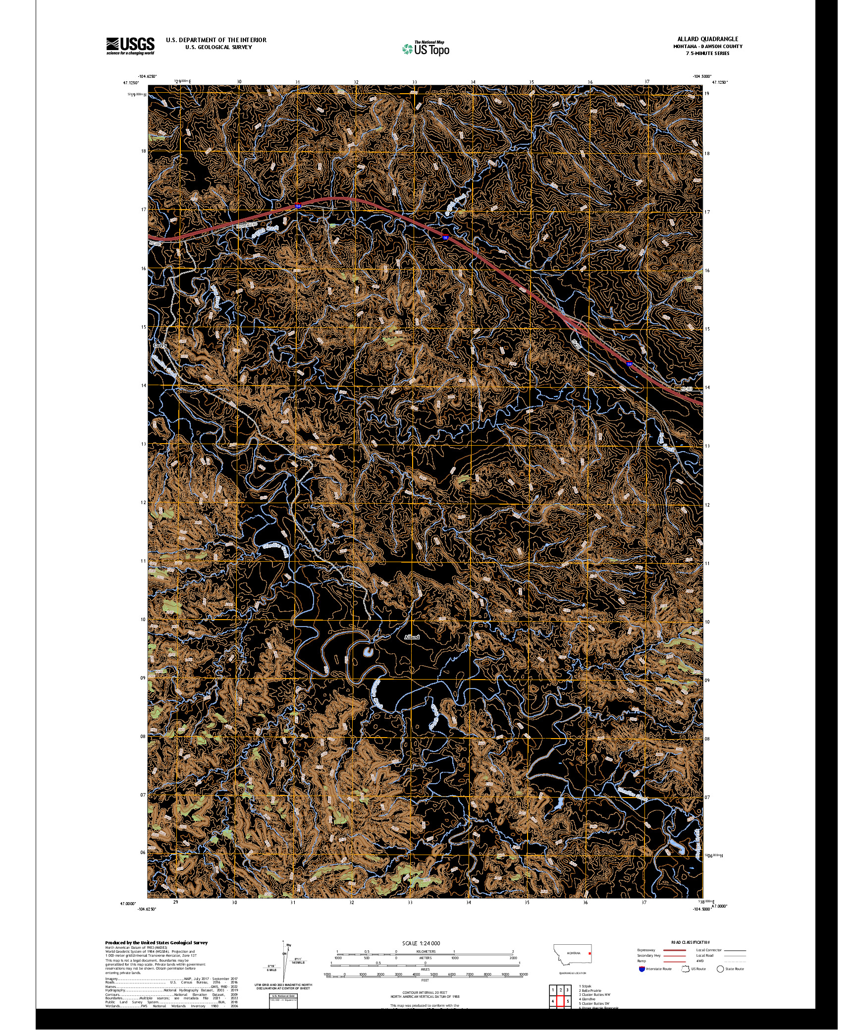 US TOPO 7.5-MINUTE MAP FOR ALLARD, MT