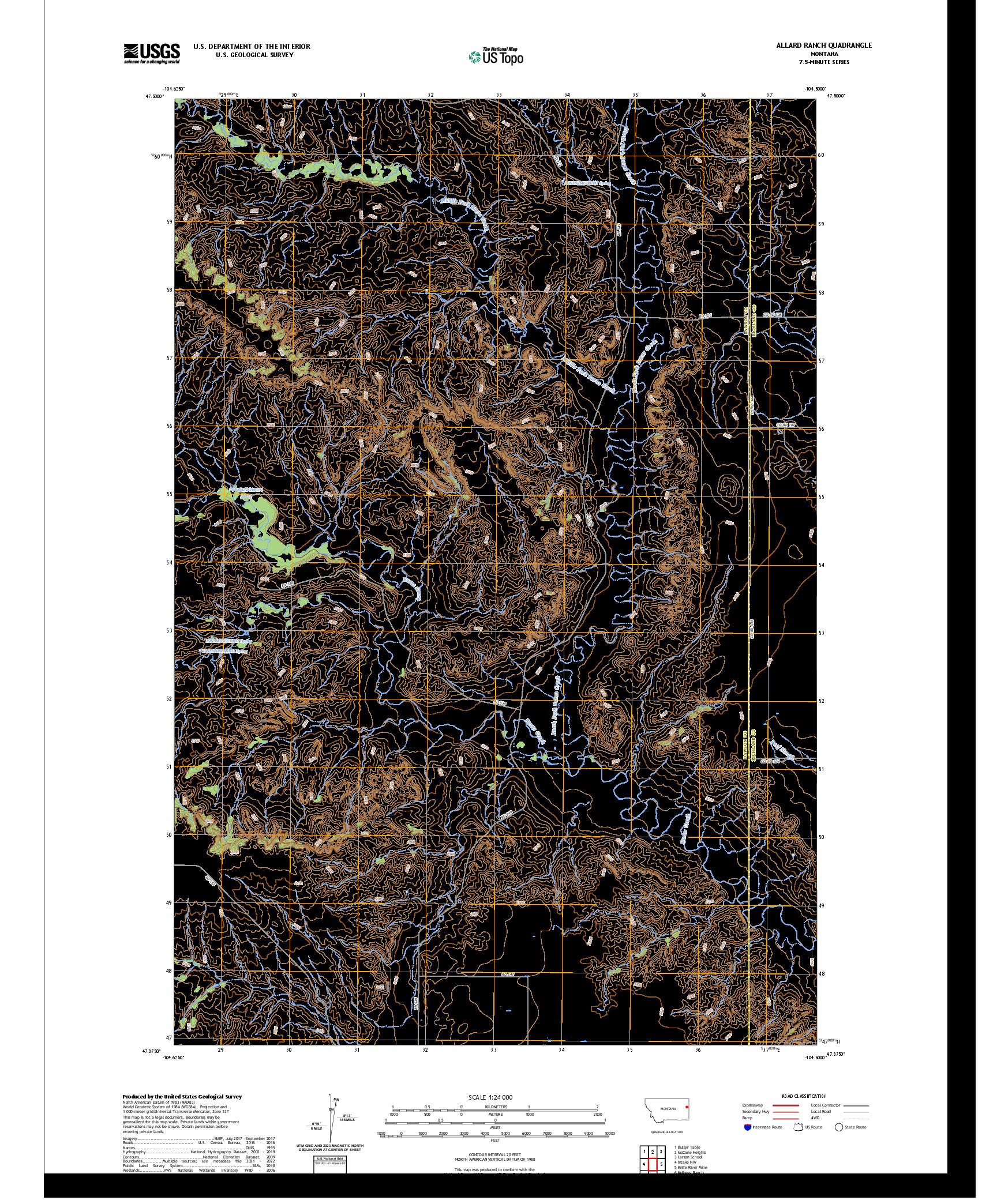 US TOPO 7.5-MINUTE MAP FOR ALLARD RANCH, MT