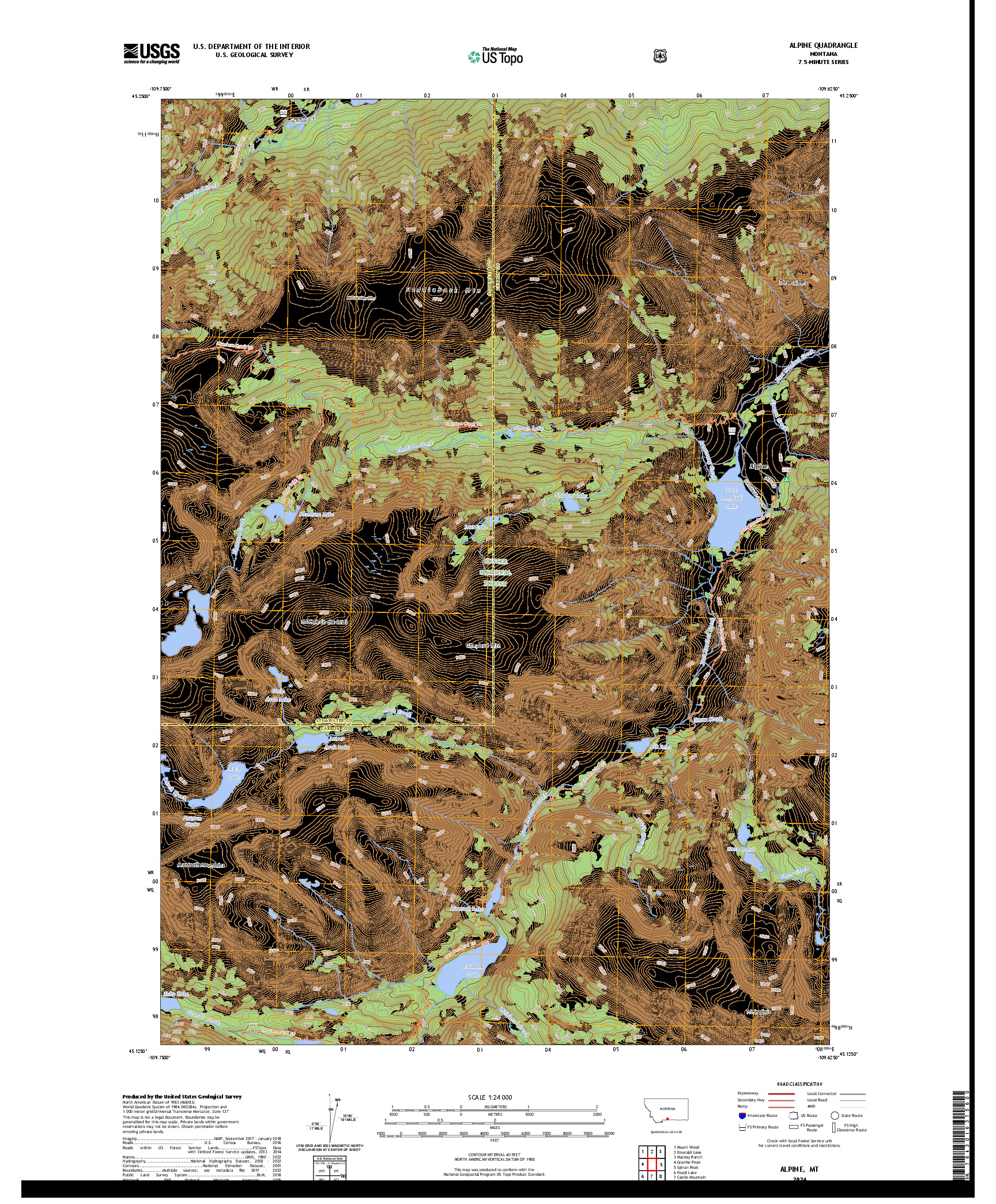 US TOPO 7.5-MINUTE MAP FOR ALPINE, MT