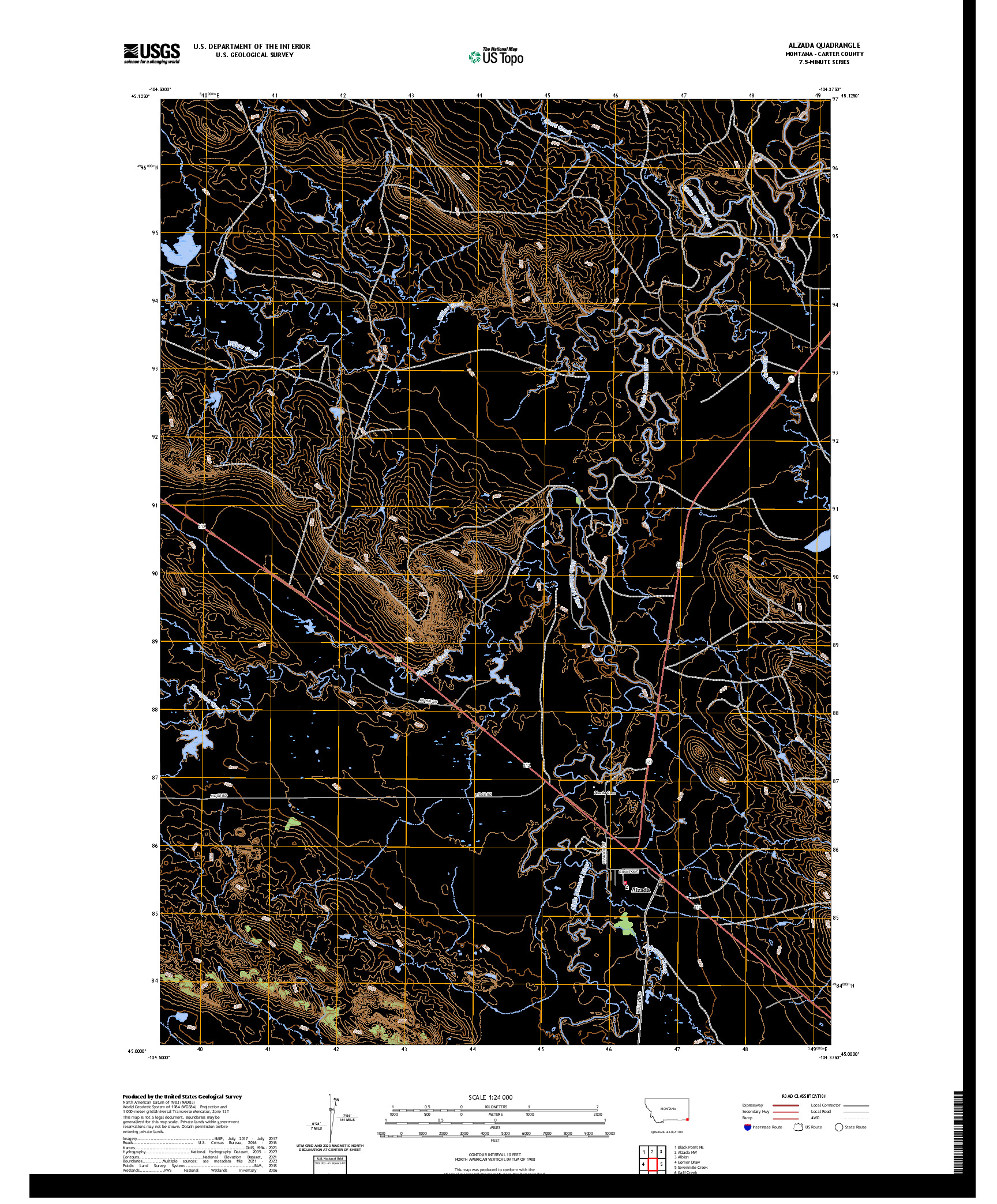 US TOPO 7.5-MINUTE MAP FOR ALZADA, MT