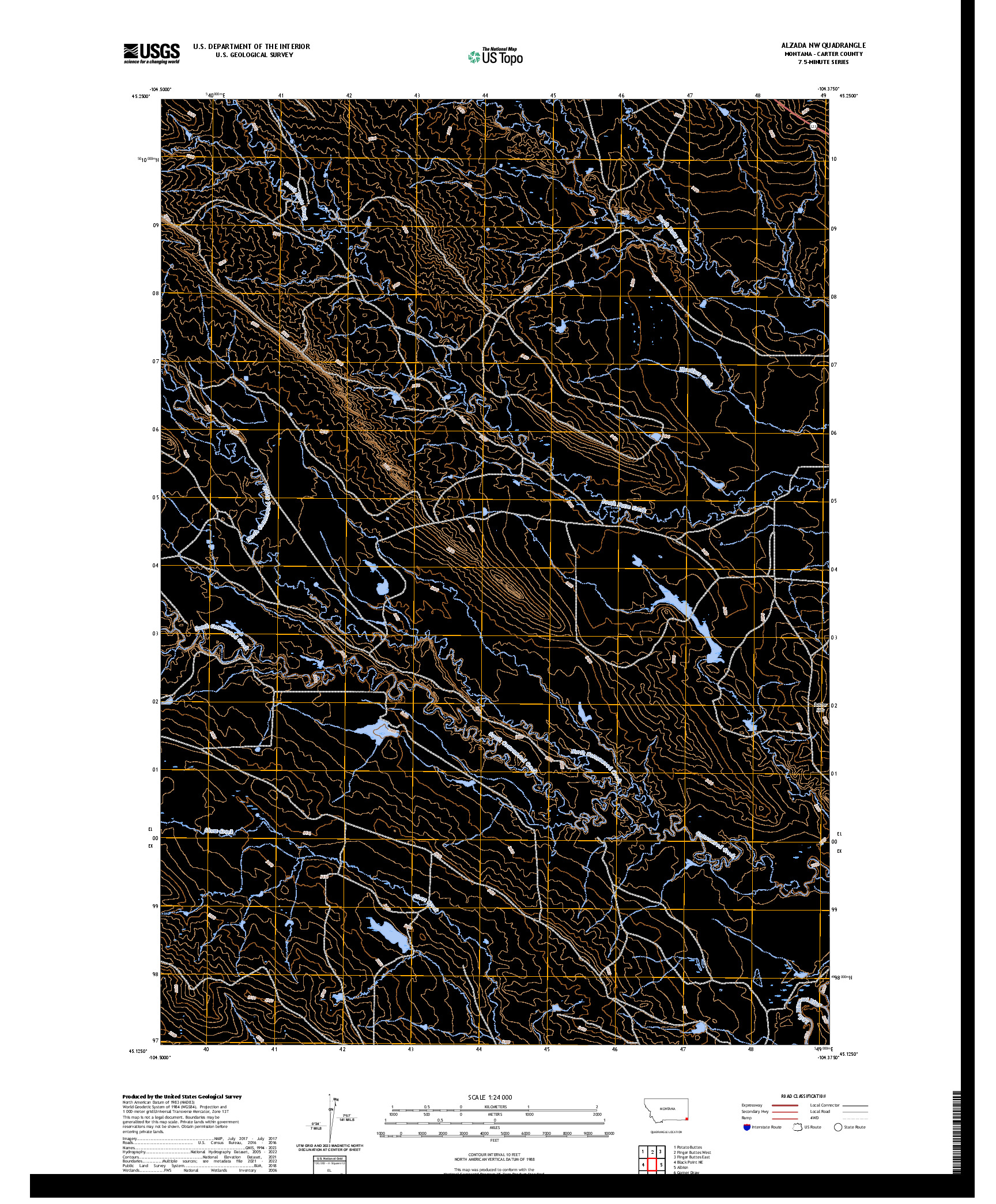 US TOPO 7.5-MINUTE MAP FOR ALZADA NW, MT