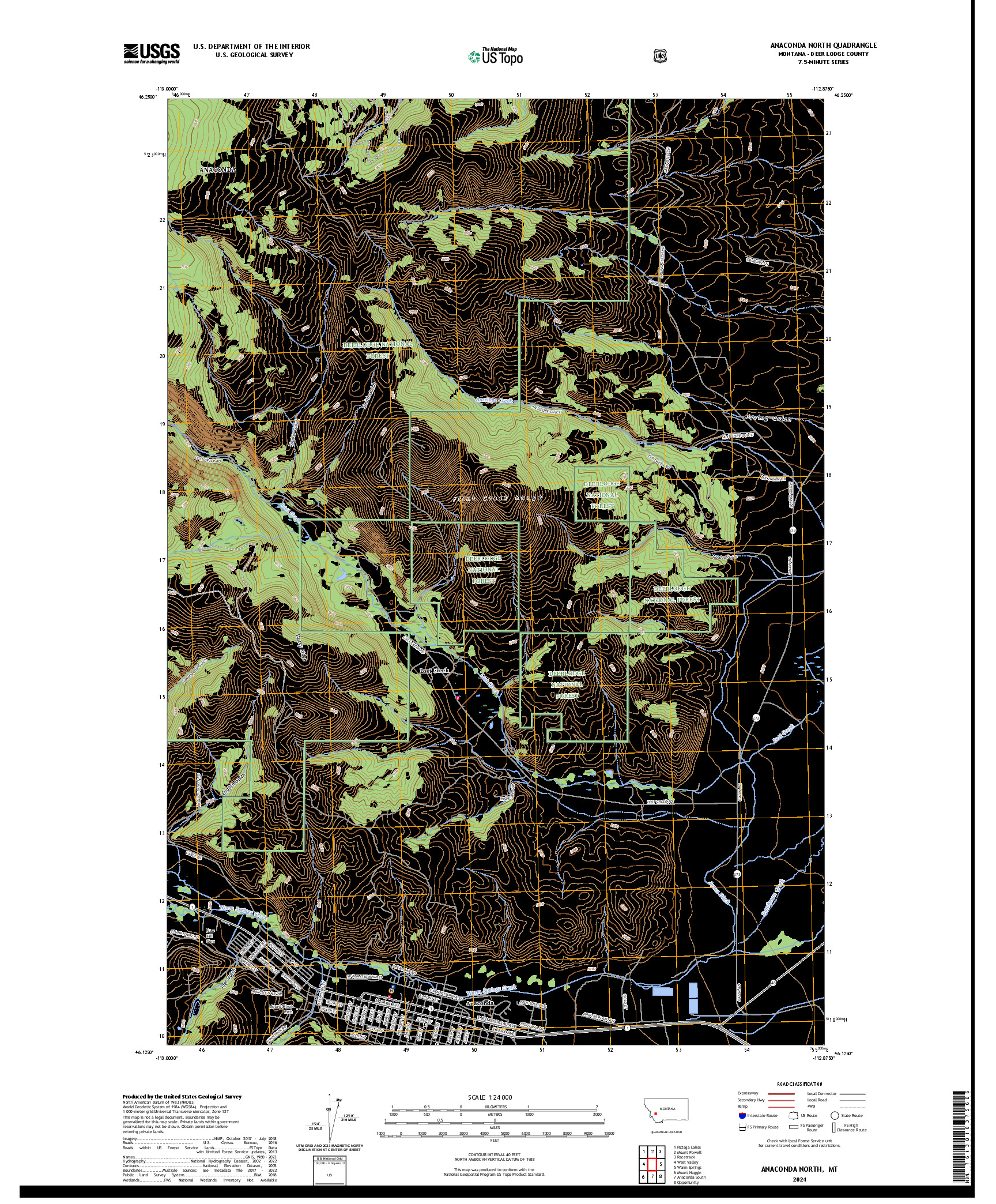 US TOPO 7.5-MINUTE MAP FOR ANACONDA NORTH, MT