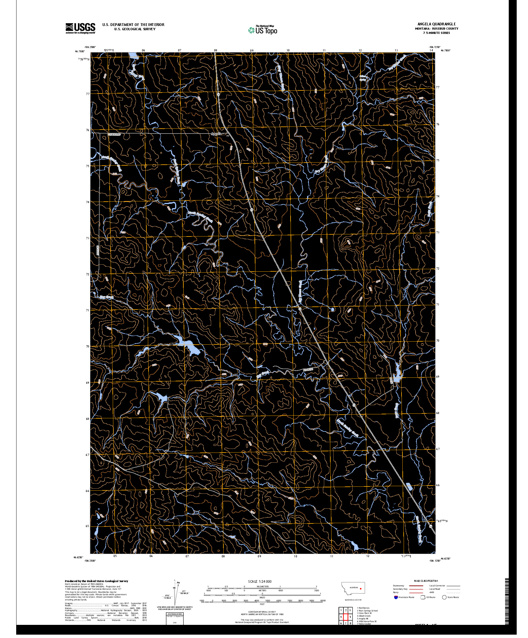 US TOPO 7.5-MINUTE MAP FOR ANGELA, MT