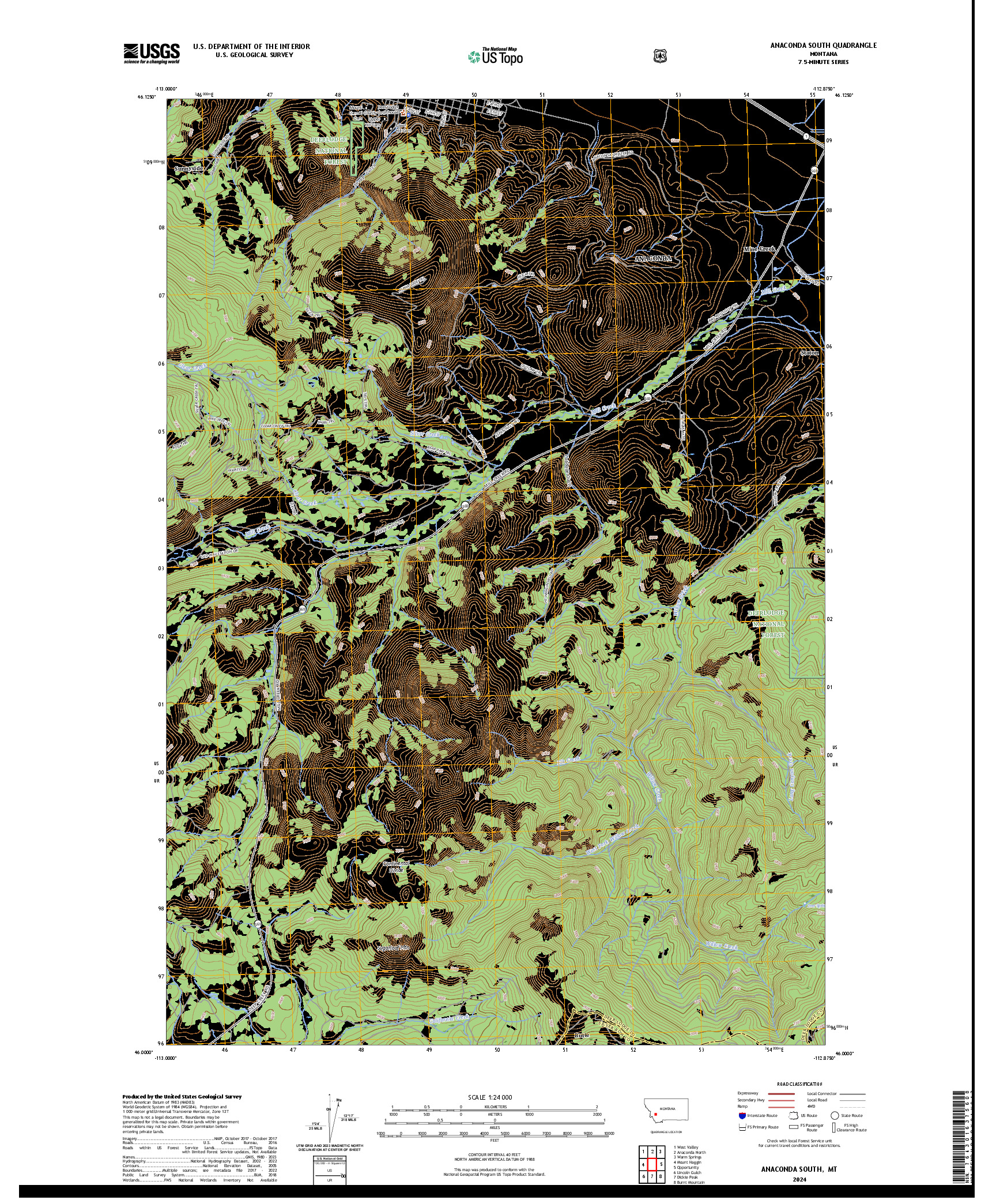 US TOPO 7.5-MINUTE MAP FOR ANACONDA SOUTH, MT