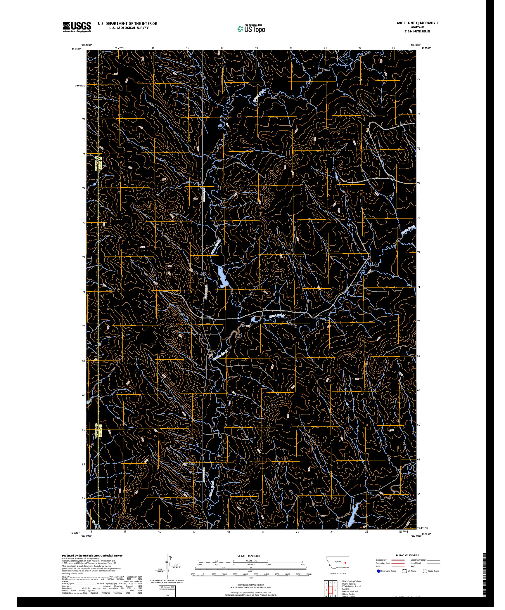 US TOPO 7.5-MINUTE MAP FOR ANGELA NE, MT
