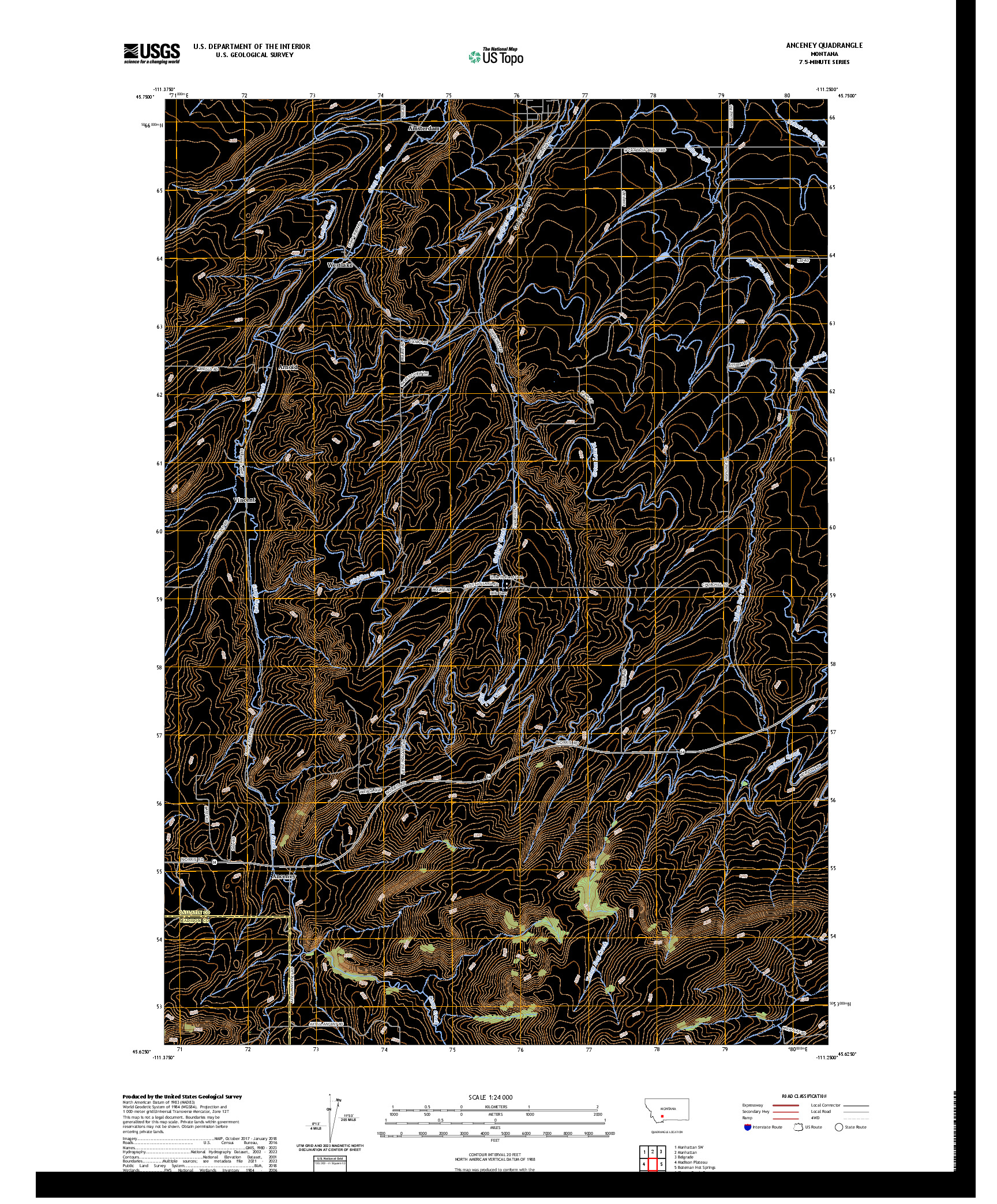 US TOPO 7.5-MINUTE MAP FOR ANCENEY, MT