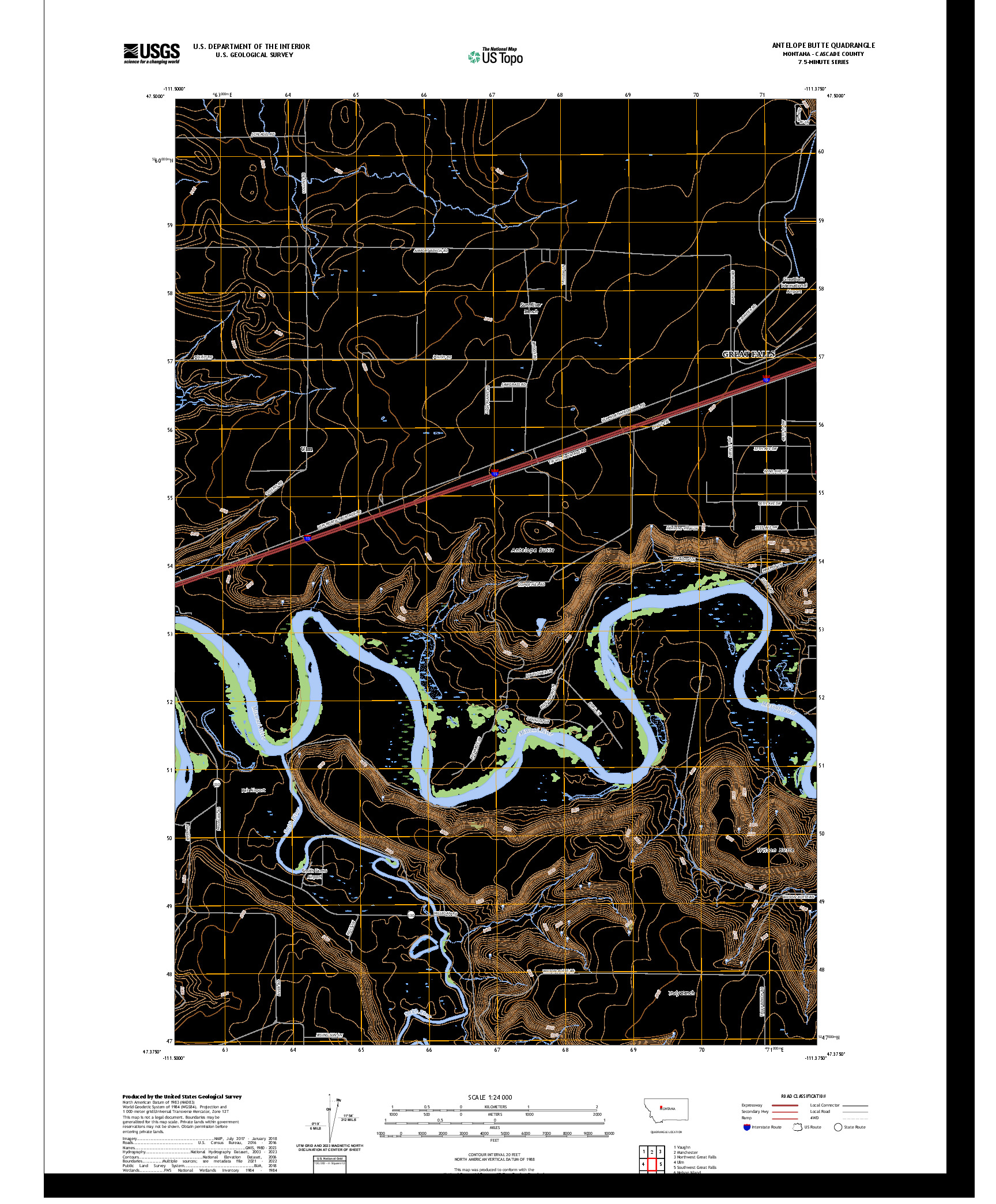 US TOPO 7.5-MINUTE MAP FOR ANTELOPE BUTTE, MT