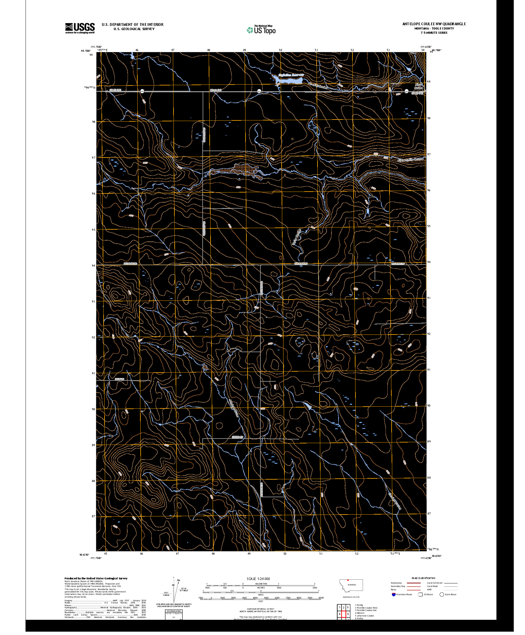 US TOPO 7.5-MINUTE MAP FOR ANTELOPE COULEE NW, MT