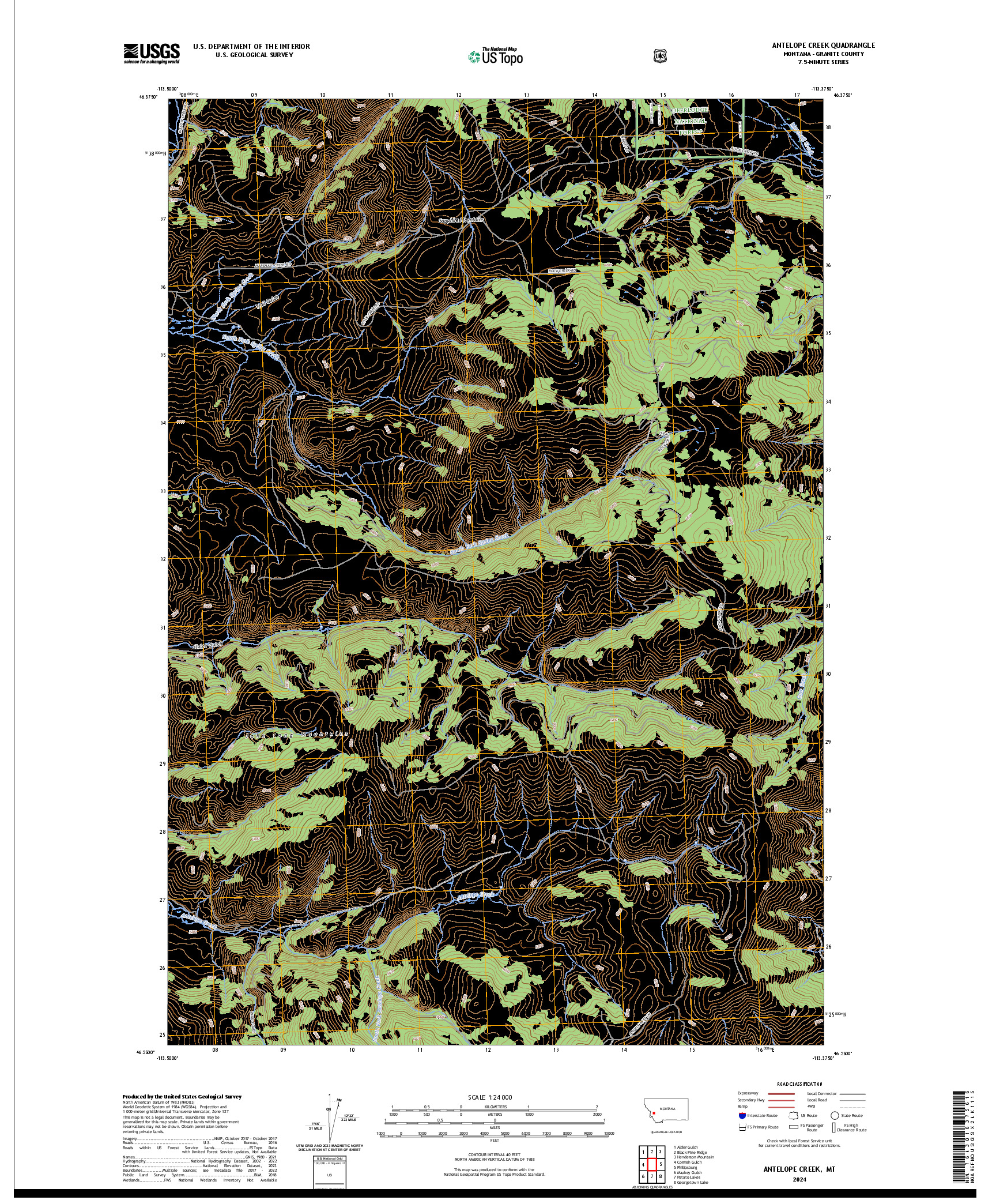 US TOPO 7.5-MINUTE MAP FOR ANTELOPE CREEK, MT