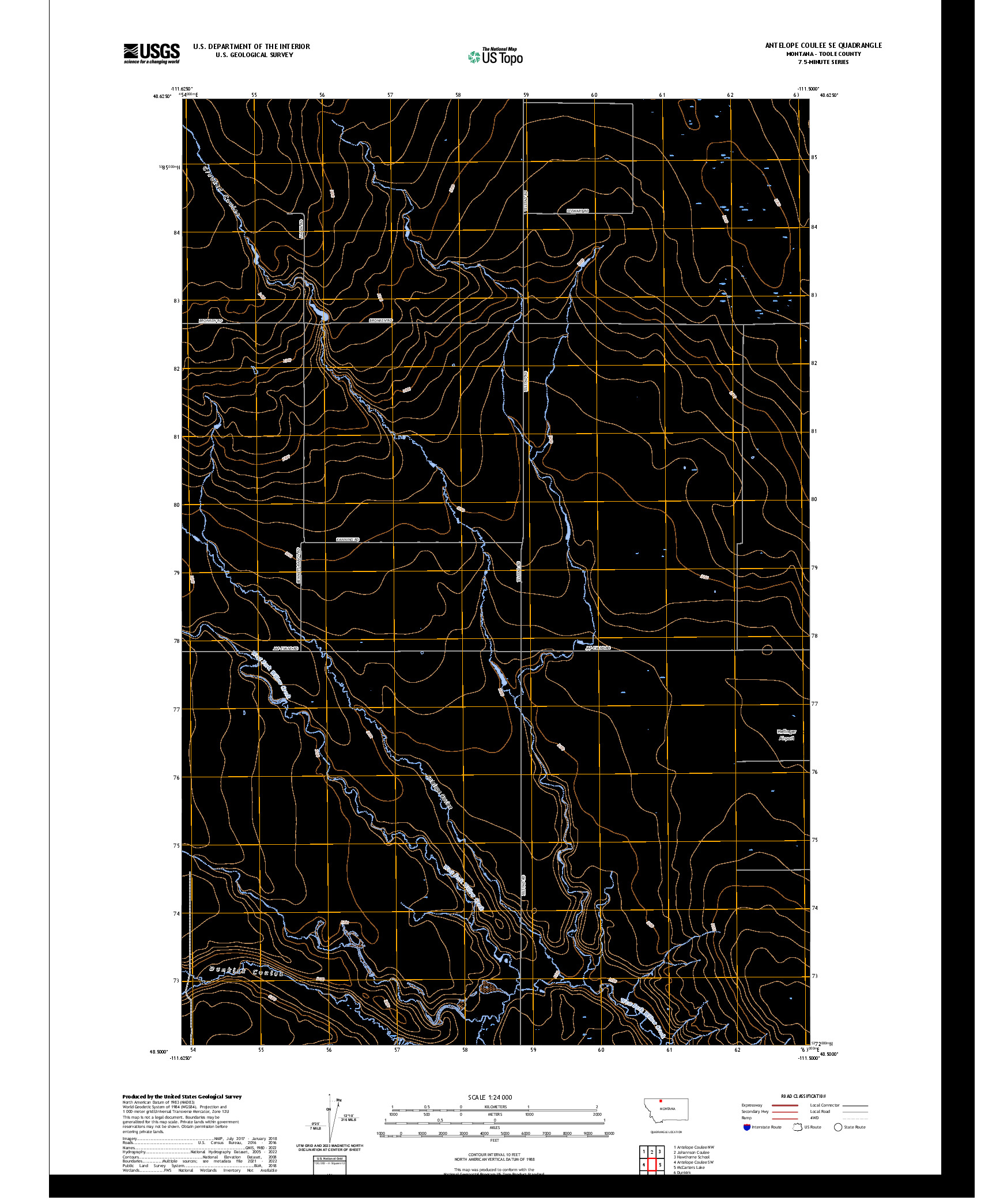 US TOPO 7.5-MINUTE MAP FOR ANTELOPE COULEE SE, MT