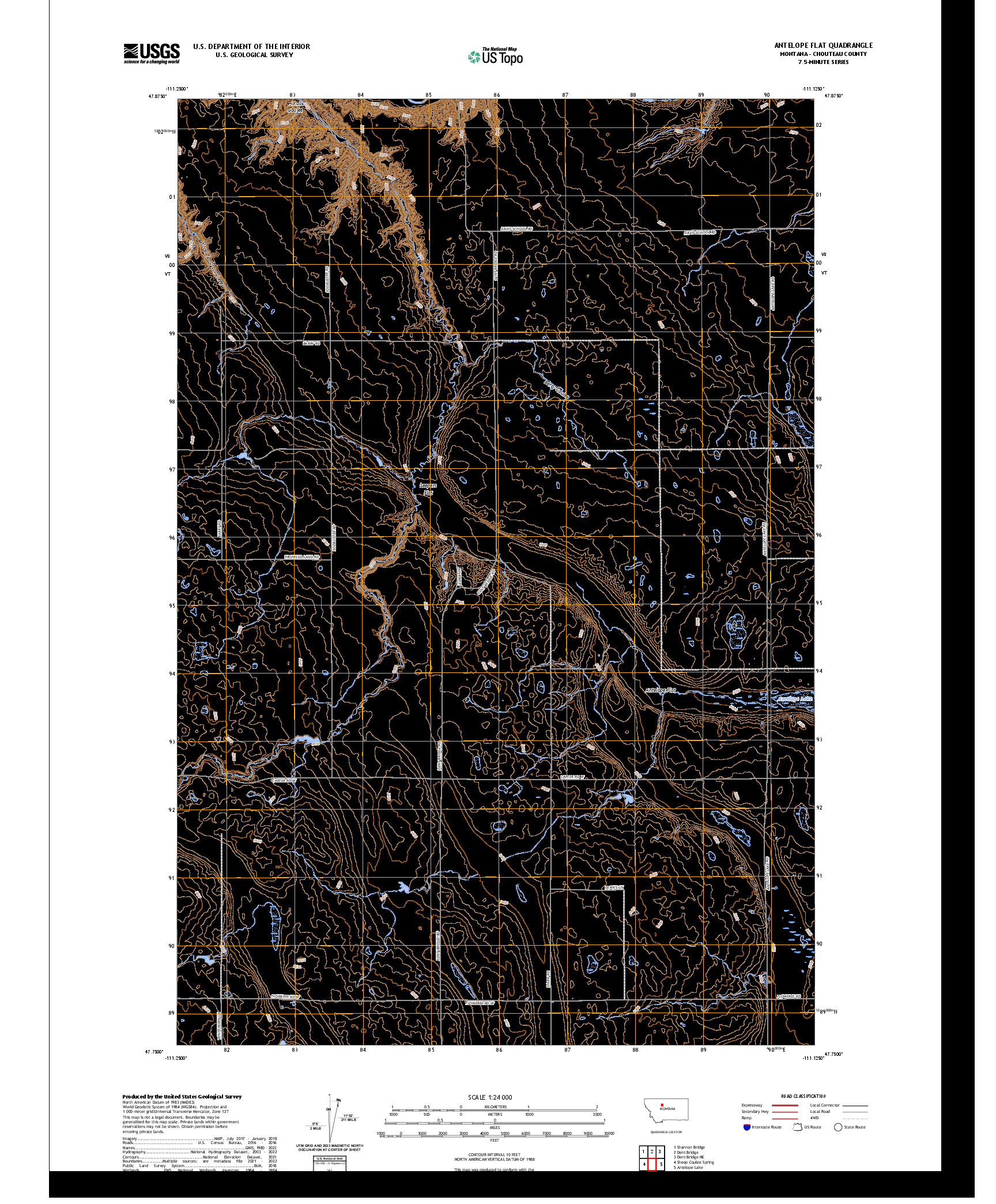 US TOPO 7.5-MINUTE MAP FOR ANTELOPE FLAT, MT