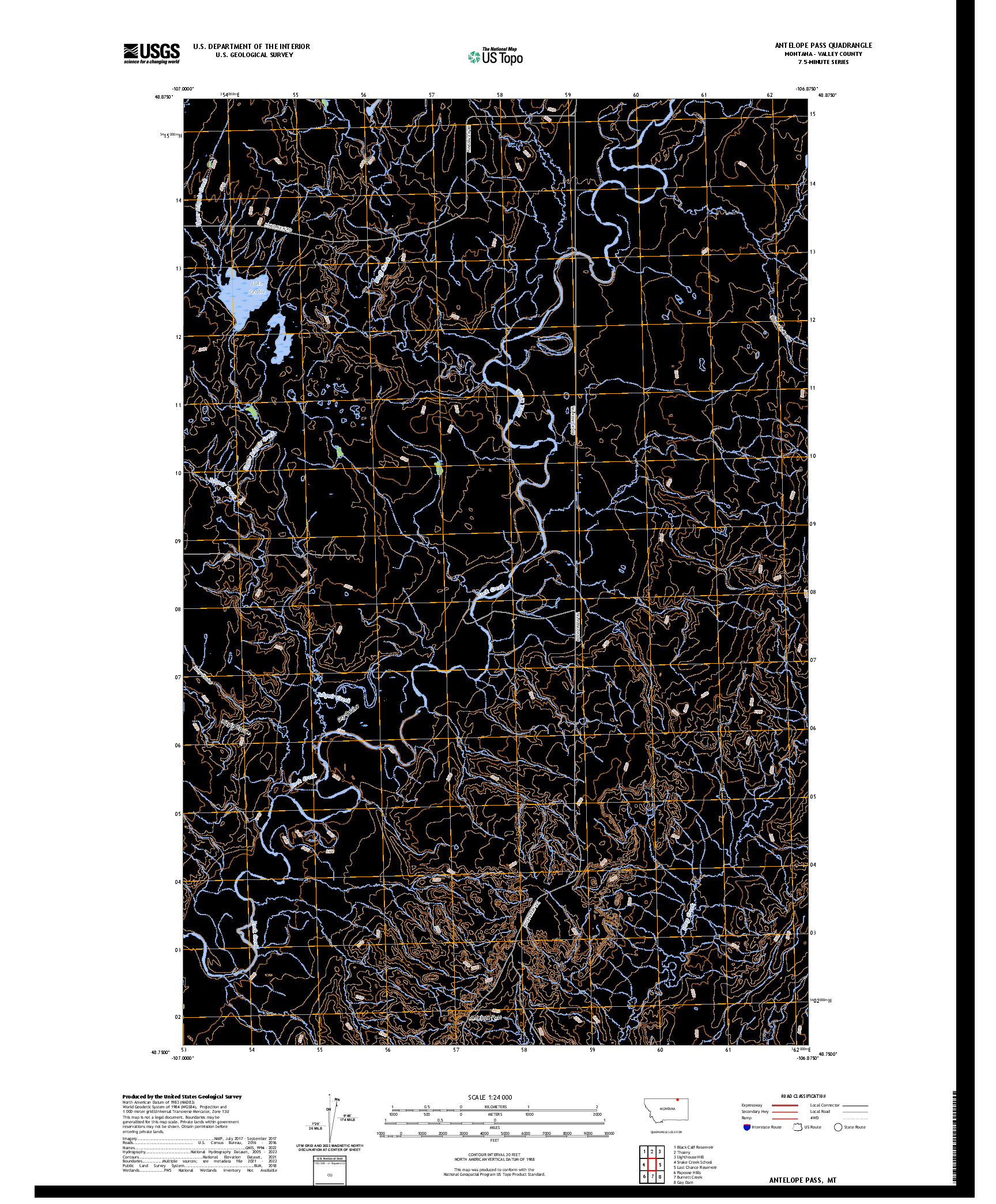 US TOPO 7.5-MINUTE MAP FOR ANTELOPE PASS, MT
