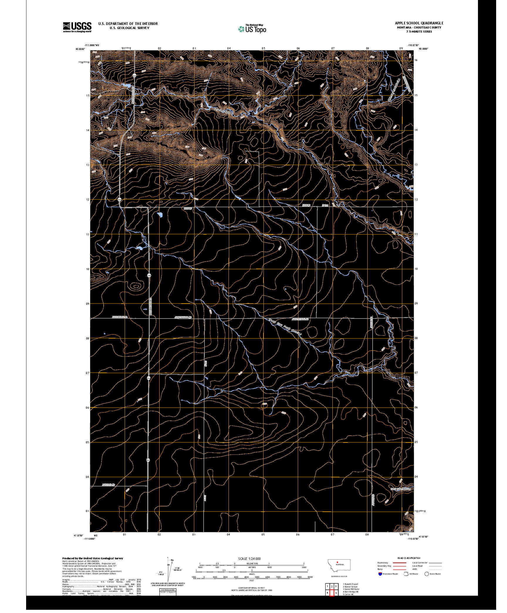 US TOPO 7.5-MINUTE MAP FOR APPLE SCHOOL, MT
