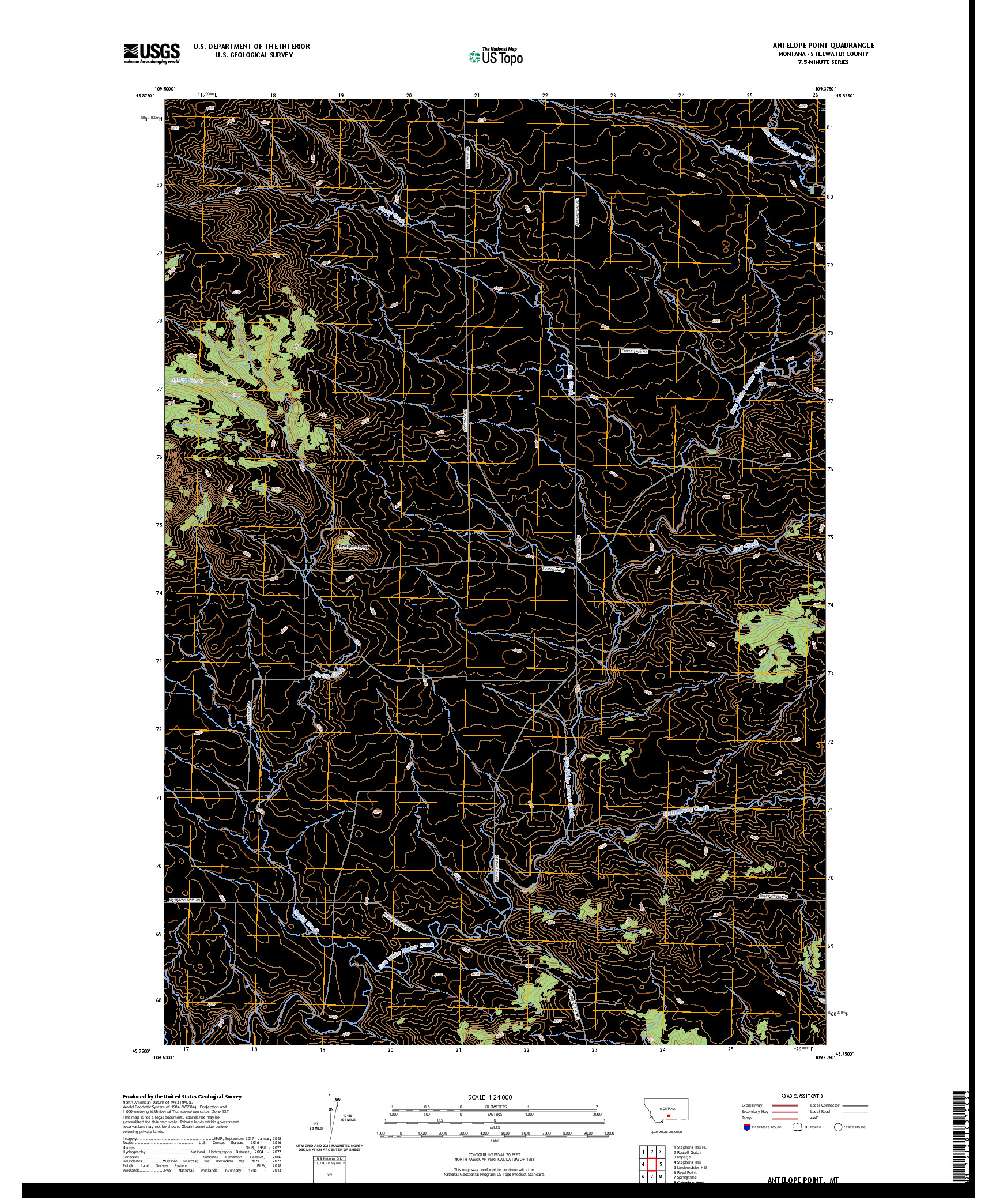 US TOPO 7.5-MINUTE MAP FOR ANTELOPE POINT, MT