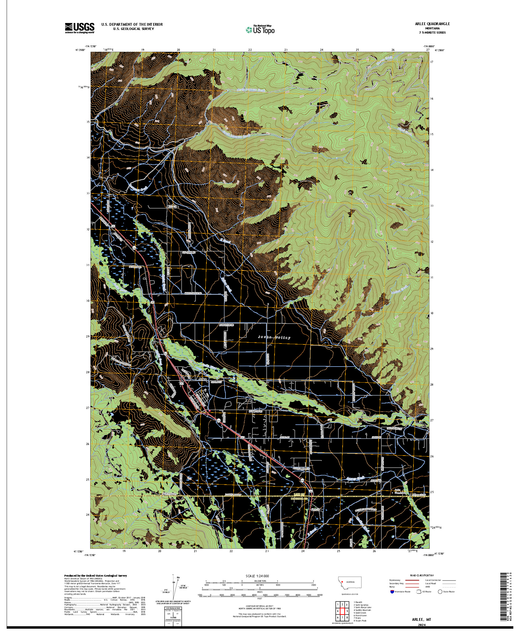 US TOPO 7.5-MINUTE MAP FOR ARLEE, MT