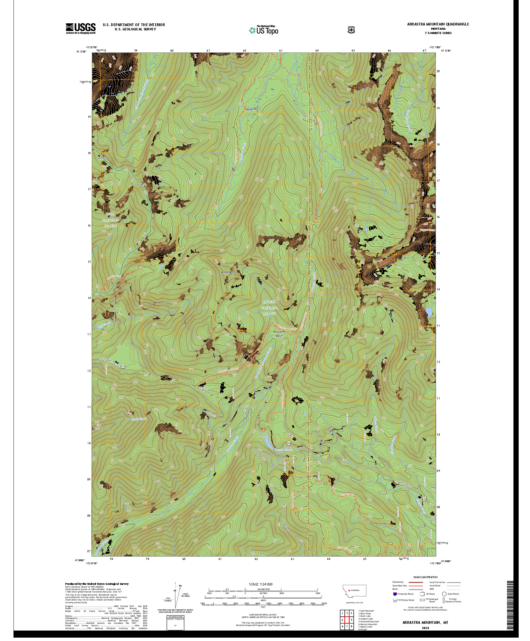 US TOPO 7.5-MINUTE MAP FOR ARRASTRA MOUNTAIN, MT