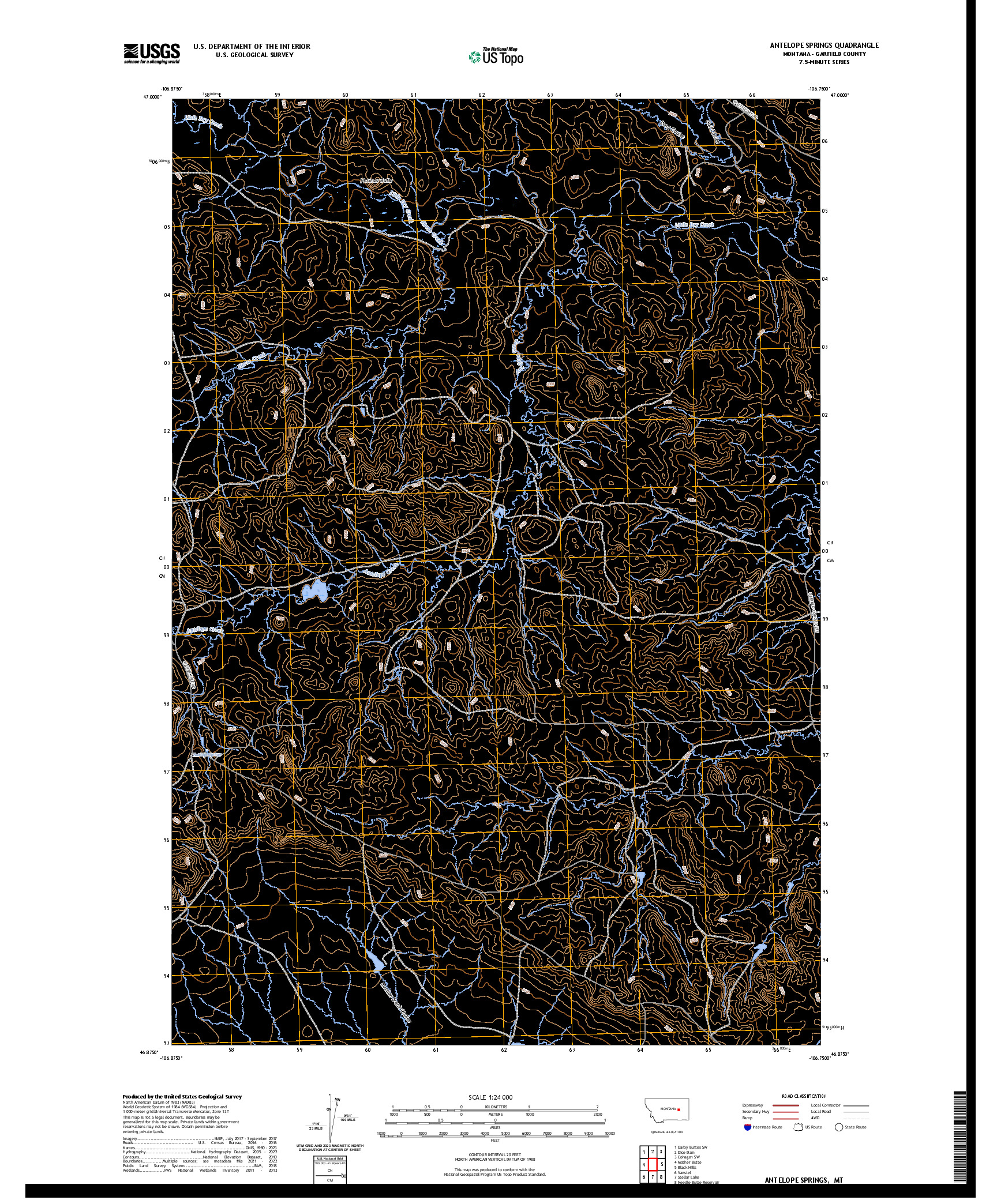 US TOPO 7.5-MINUTE MAP FOR ANTELOPE SPRINGS, MT