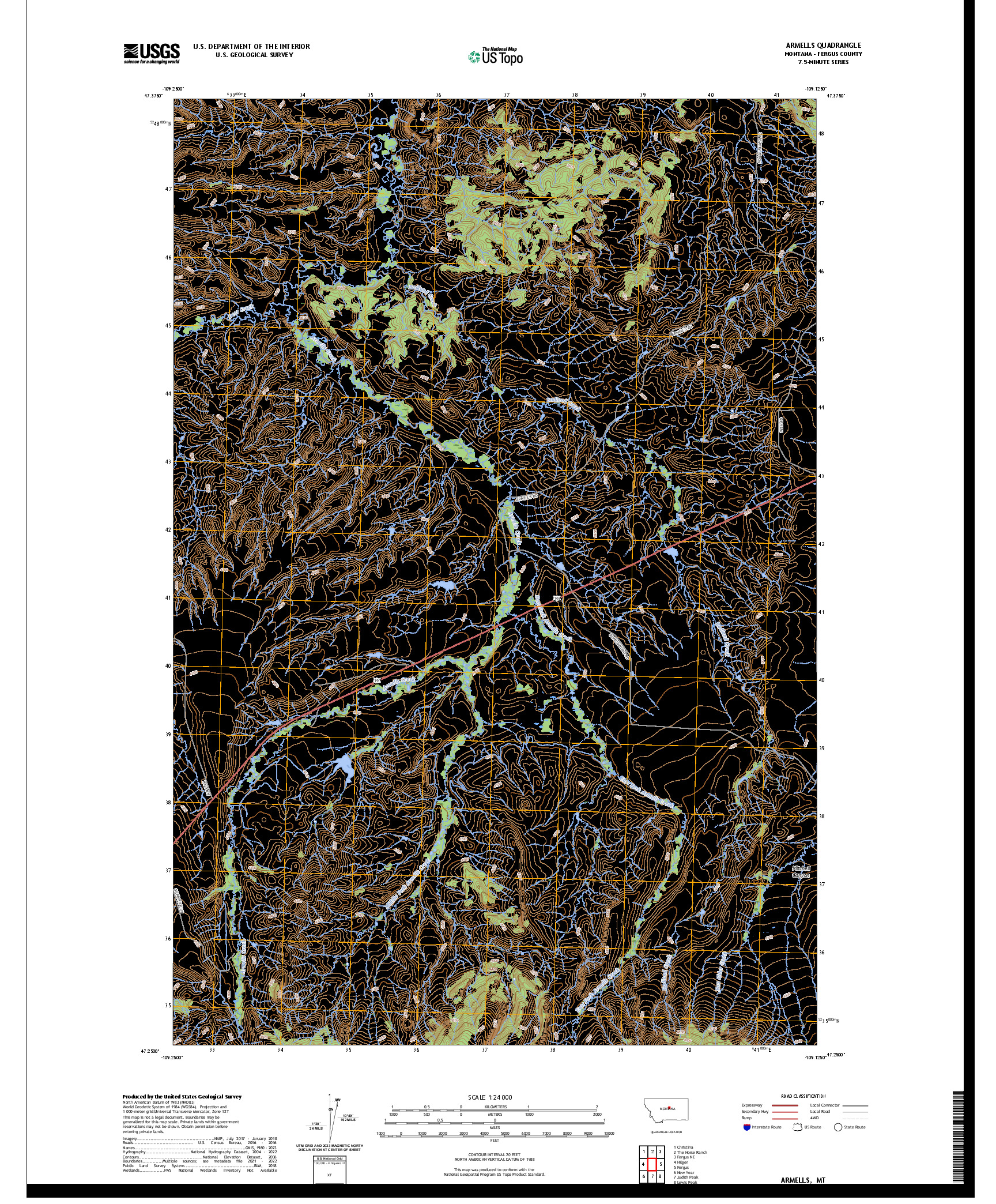 US TOPO 7.5-MINUTE MAP FOR ARMELLS, MT