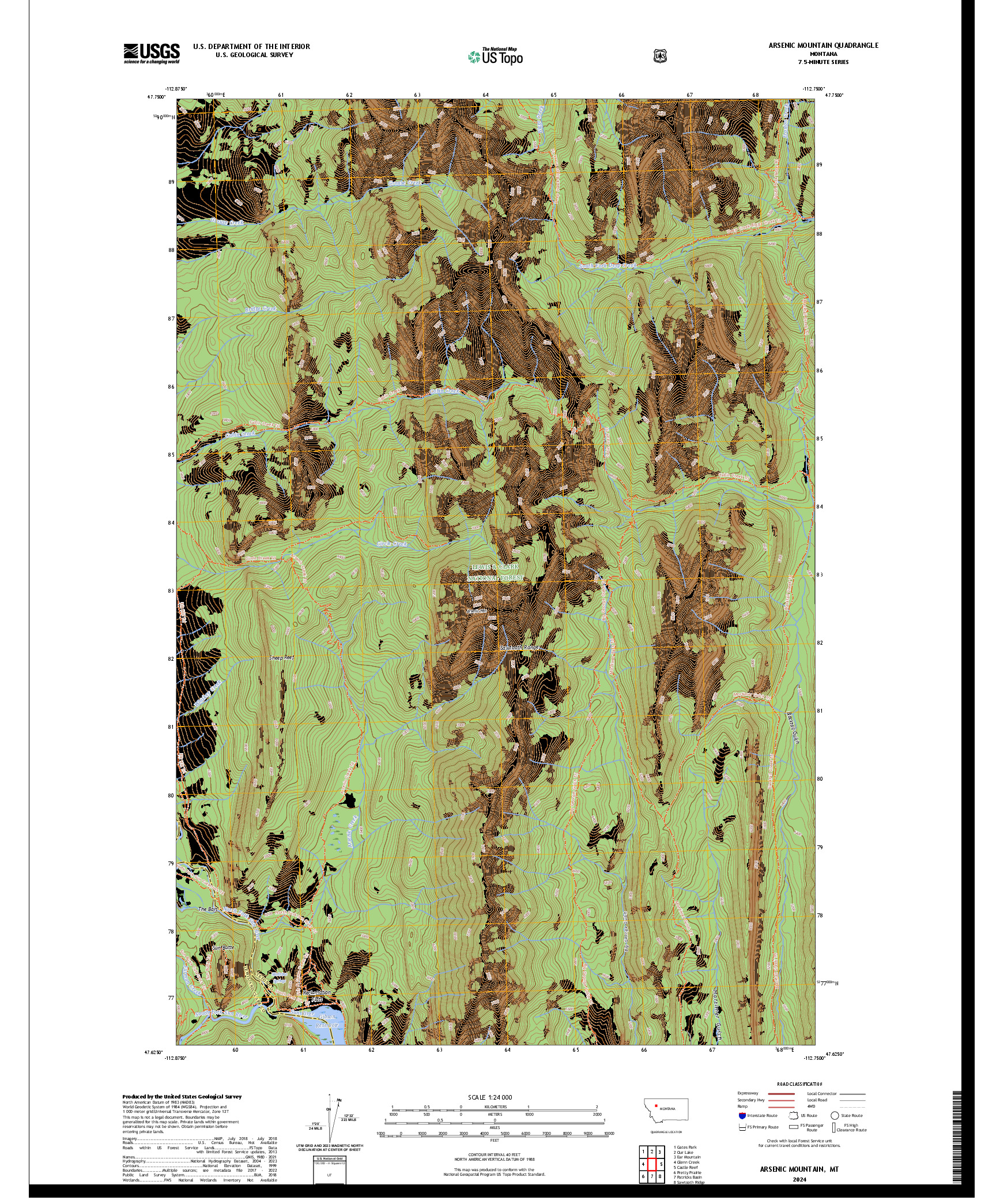 US TOPO 7.5-MINUTE MAP FOR ARSENIC MOUNTAIN, MT