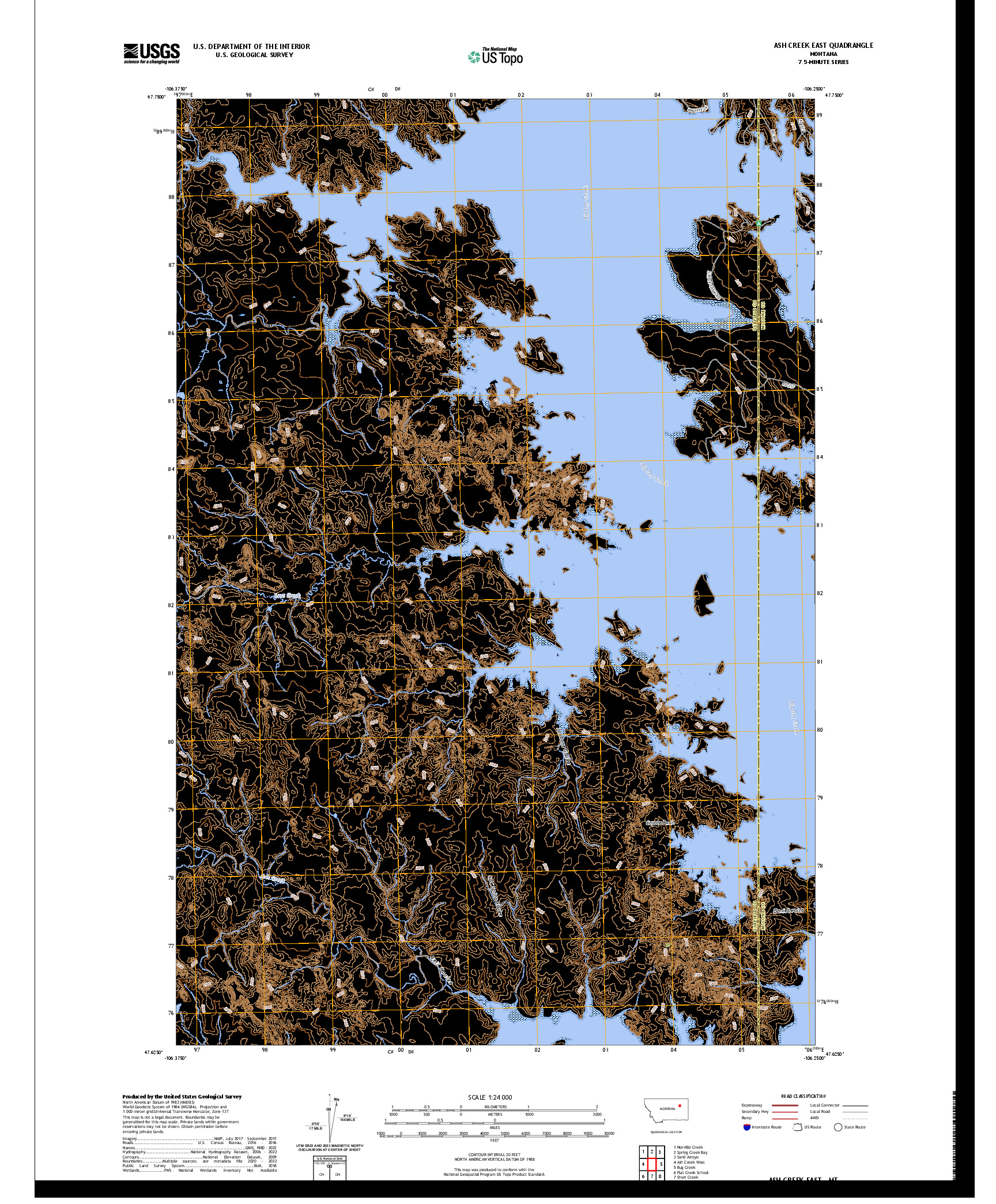 US TOPO 7.5-MINUTE MAP FOR ASH CREEK EAST, MT