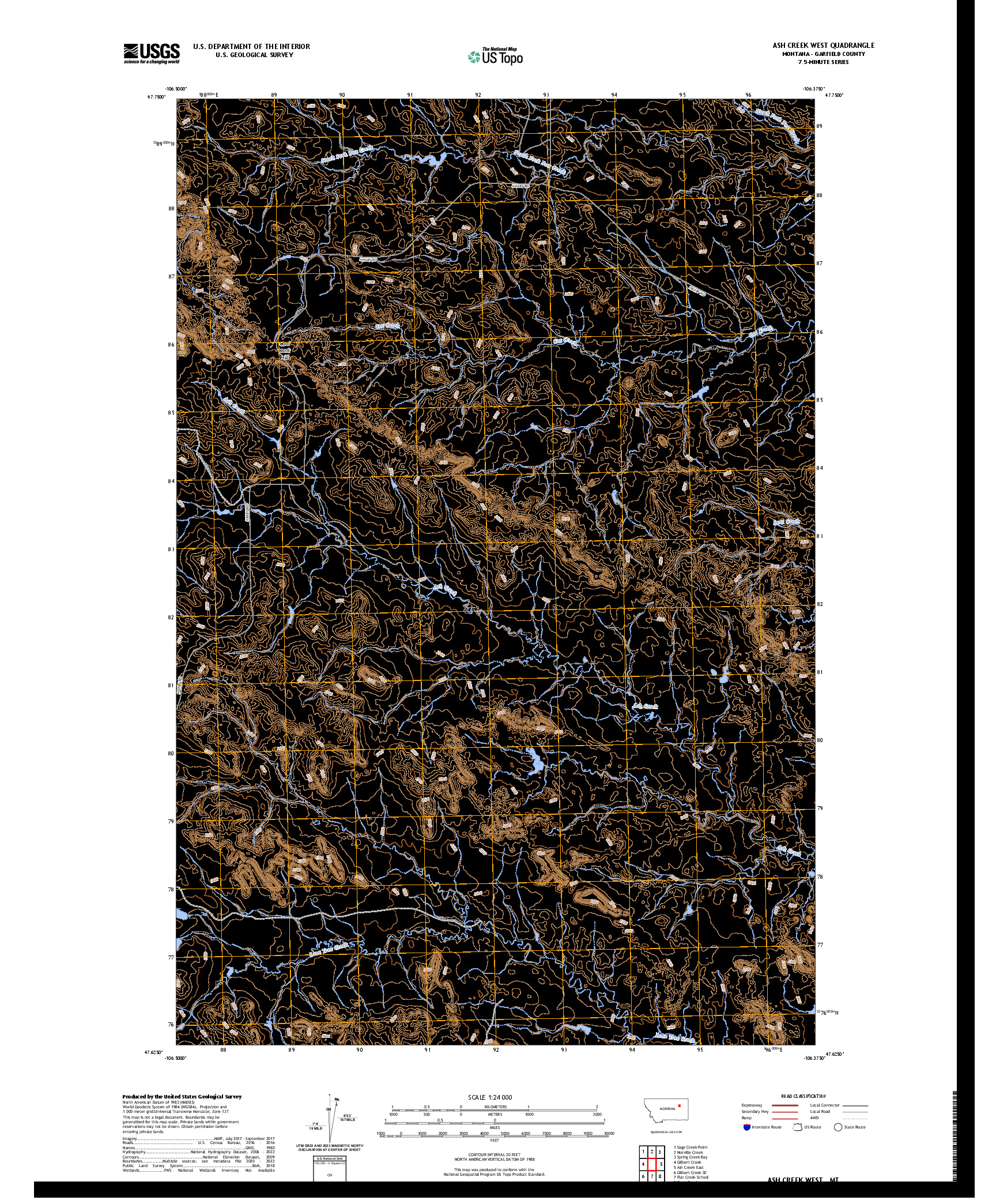 US TOPO 7.5-MINUTE MAP FOR ASH CREEK WEST, MT