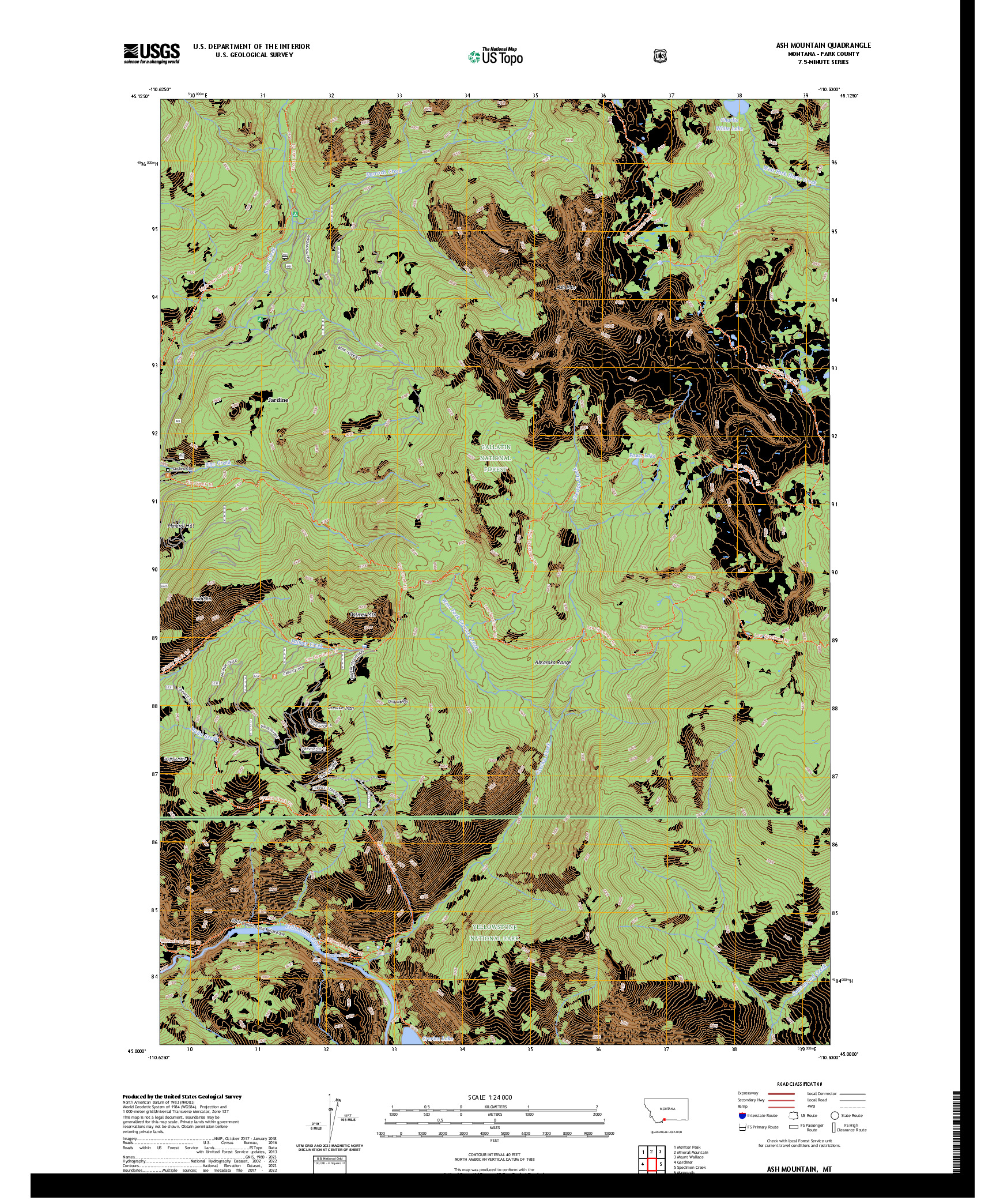 US TOPO 7.5-MINUTE MAP FOR ASH MOUNTAIN, MT