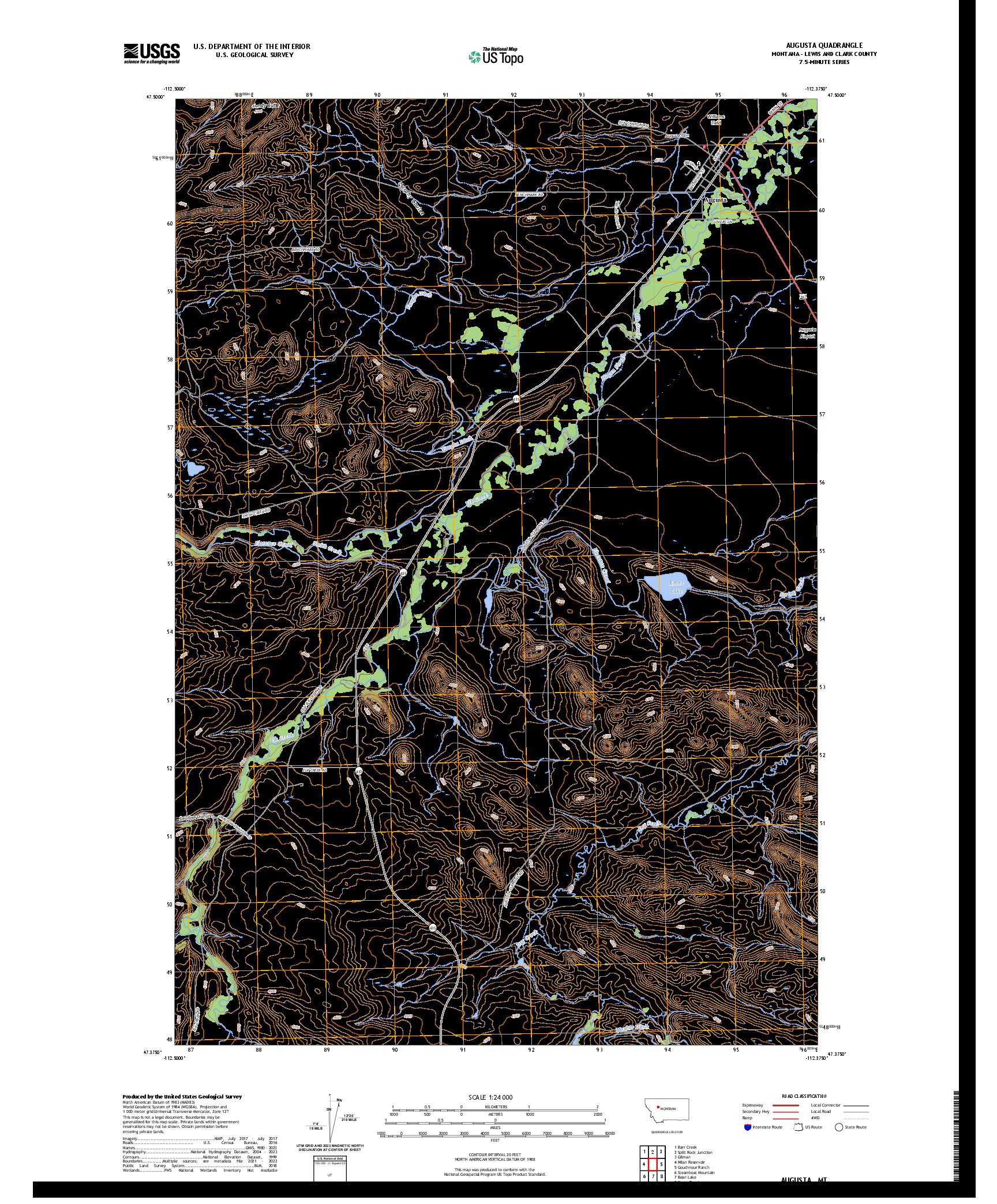 US TOPO 7.5-MINUTE MAP FOR AUGUSTA, MT