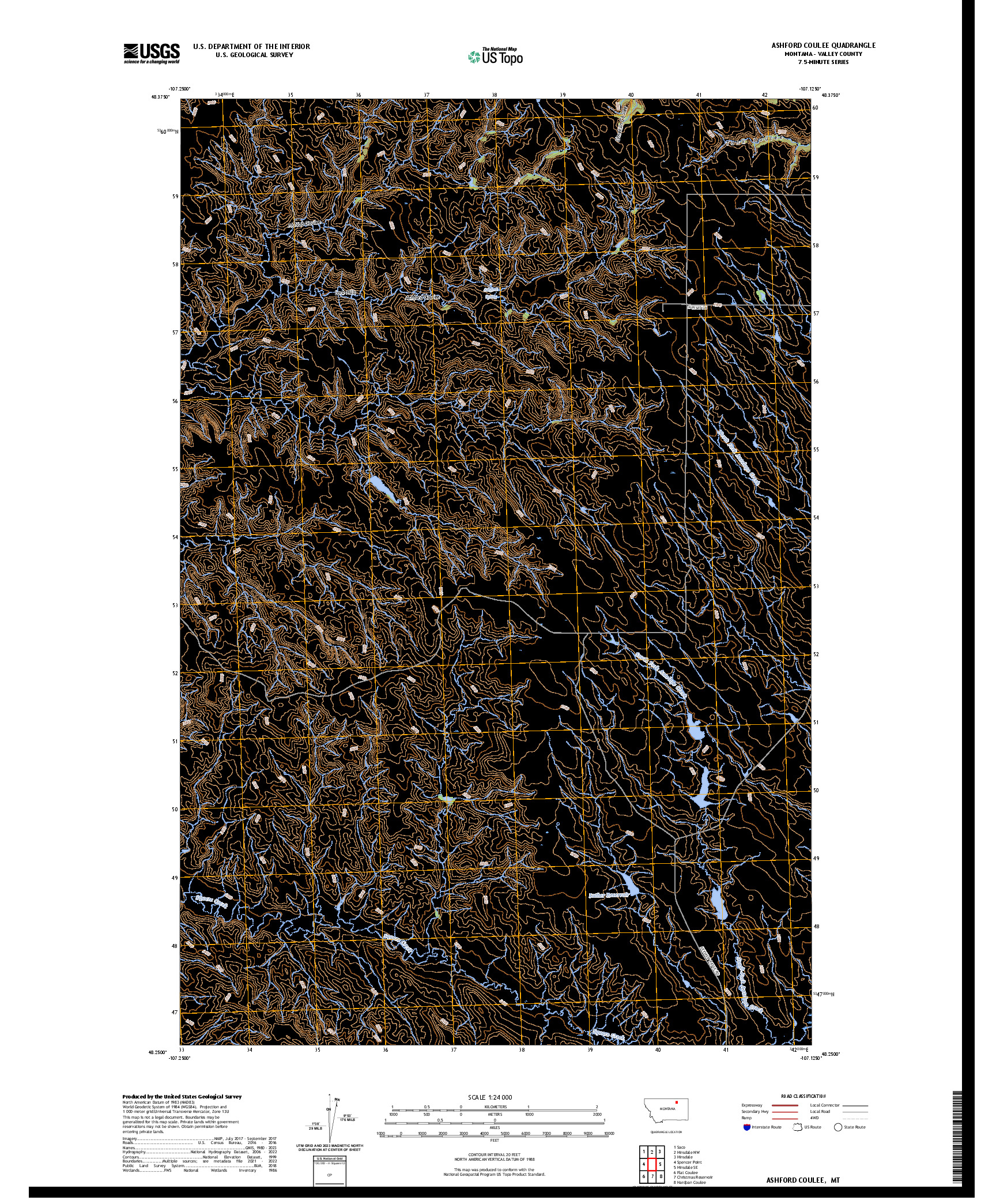 US TOPO 7.5-MINUTE MAP FOR ASHFORD COULEE, MT