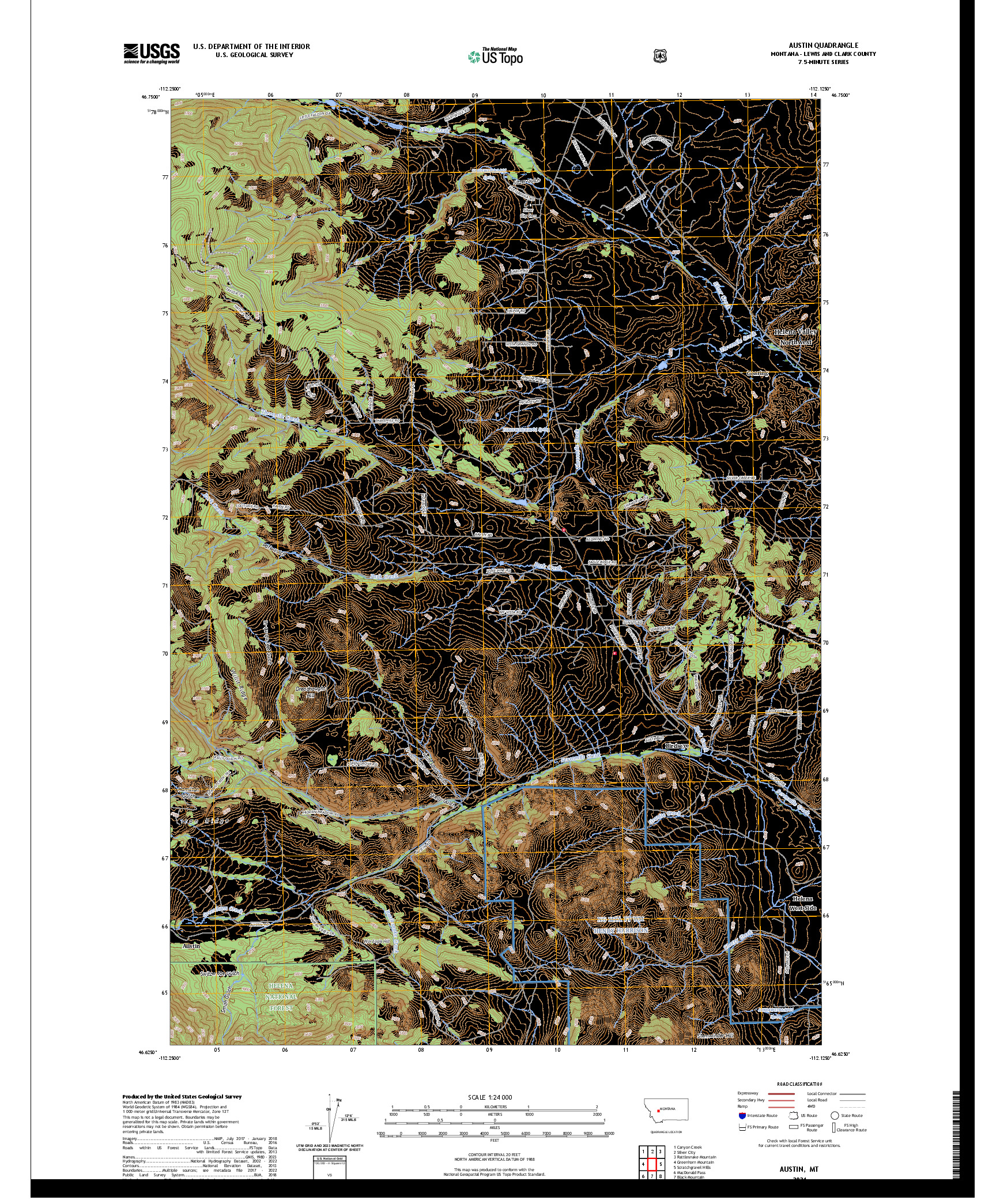 US TOPO 7.5-MINUTE MAP FOR AUSTIN, MT