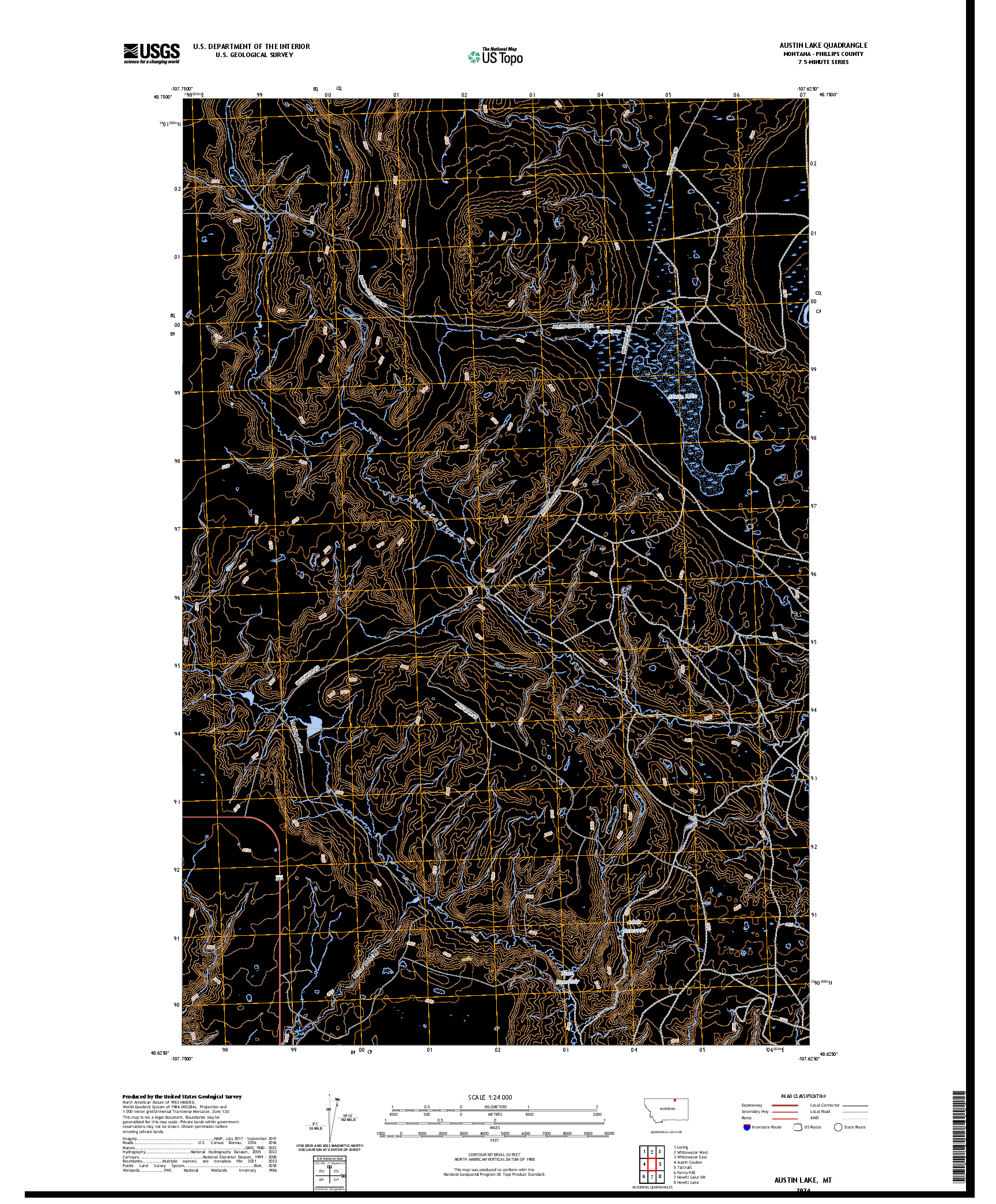 US TOPO 7.5-MINUTE MAP FOR AUSTIN LAKE, MT