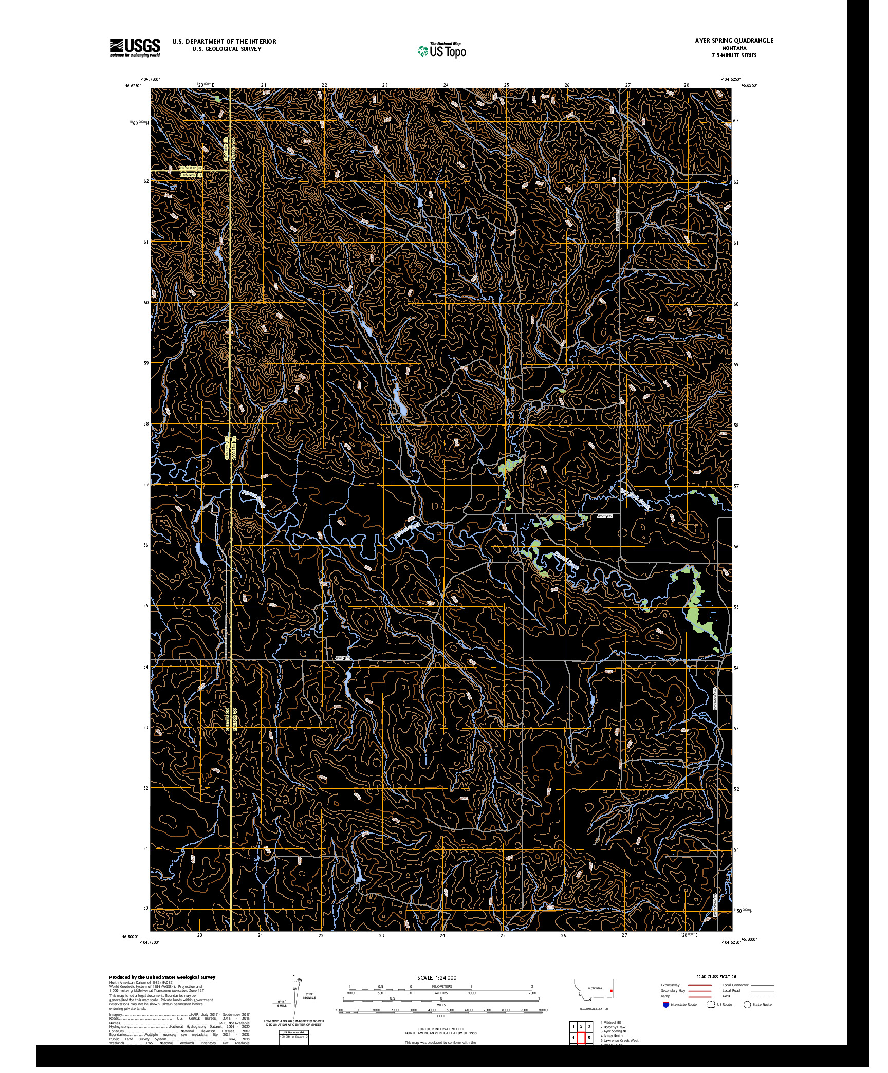 US TOPO 7.5-MINUTE MAP FOR AYER SPRING, MT