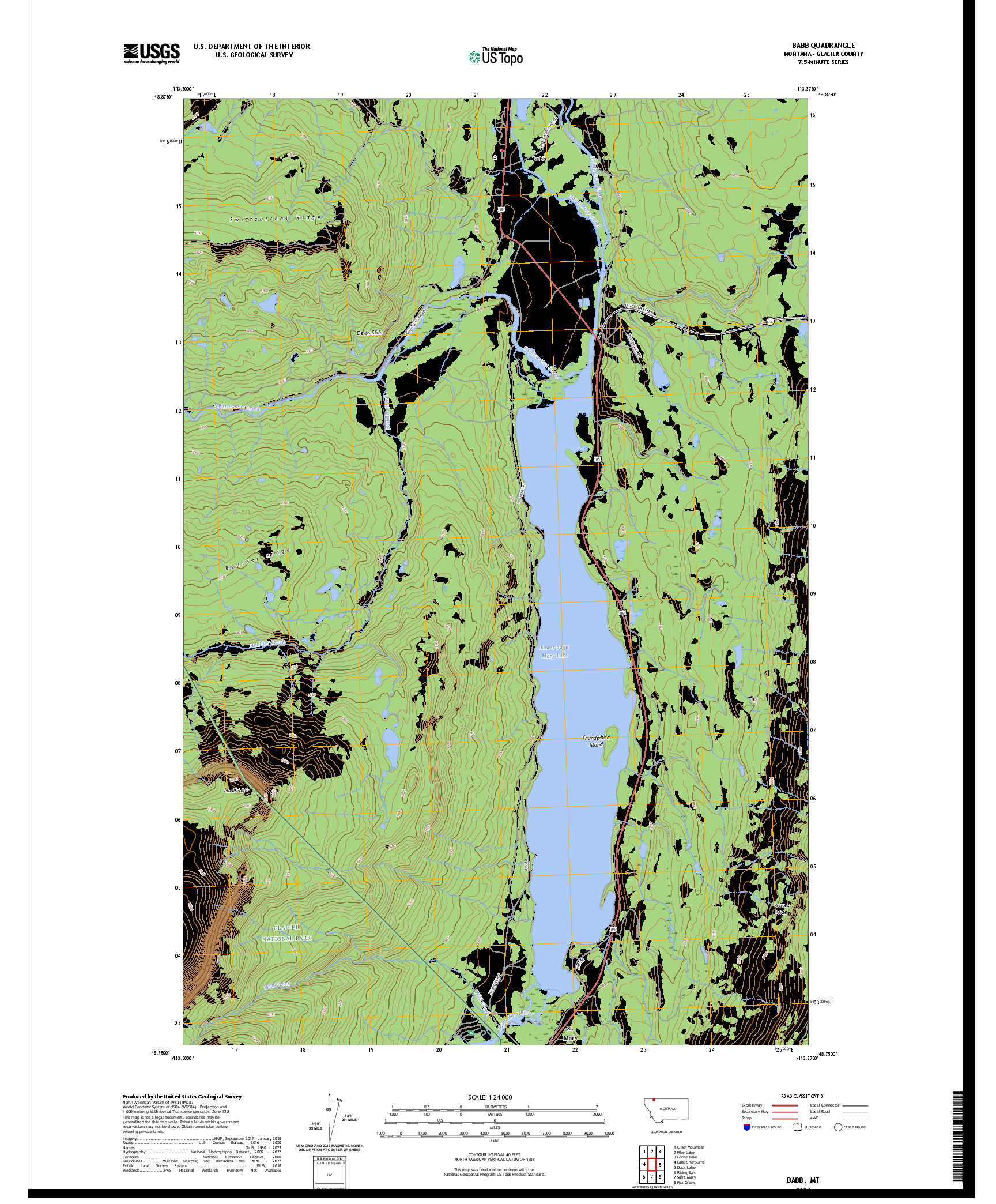 US TOPO 7.5-MINUTE MAP FOR BABB, MT