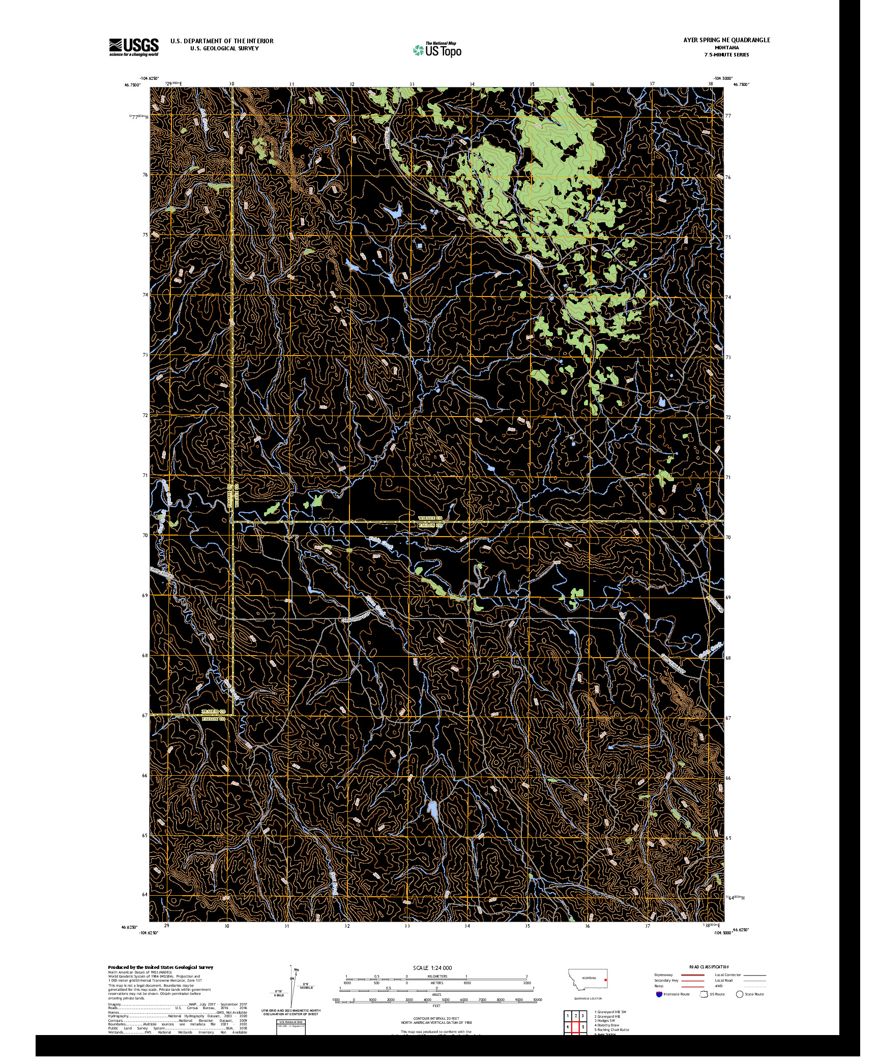 US TOPO 7.5-MINUTE MAP FOR AYER SPRING NE, MT