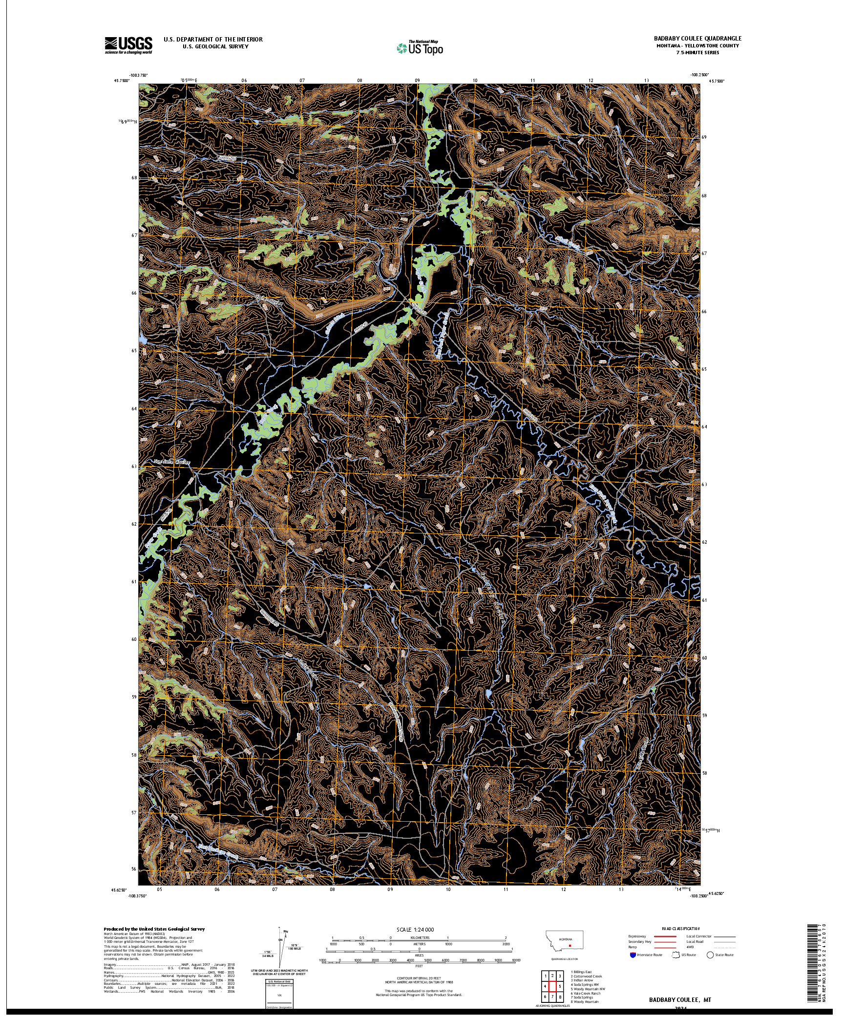 US TOPO 7.5-MINUTE MAP FOR BADBABY COULEE, MT