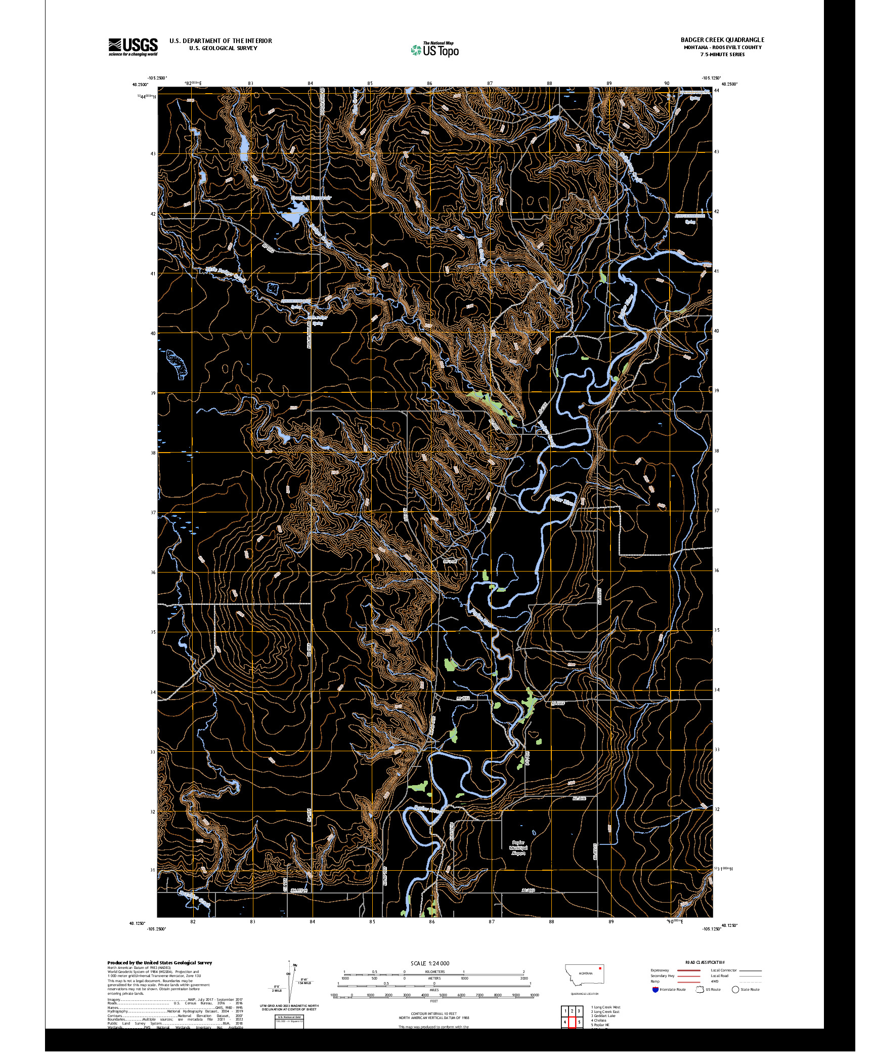 US TOPO 7.5-MINUTE MAP FOR BADGER CREEK, MT