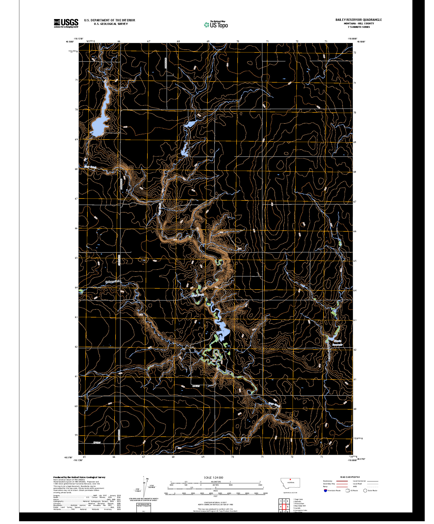 US TOPO 7.5-MINUTE MAP FOR BAILEY RESERVOIR, MT