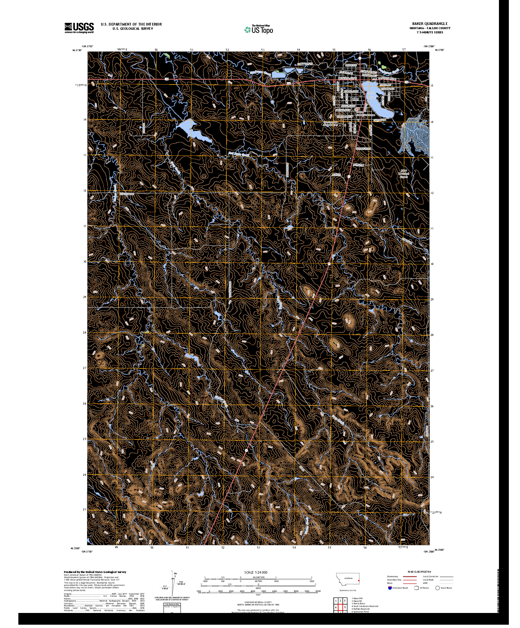 US TOPO 7.5-MINUTE MAP FOR BAKER, MT