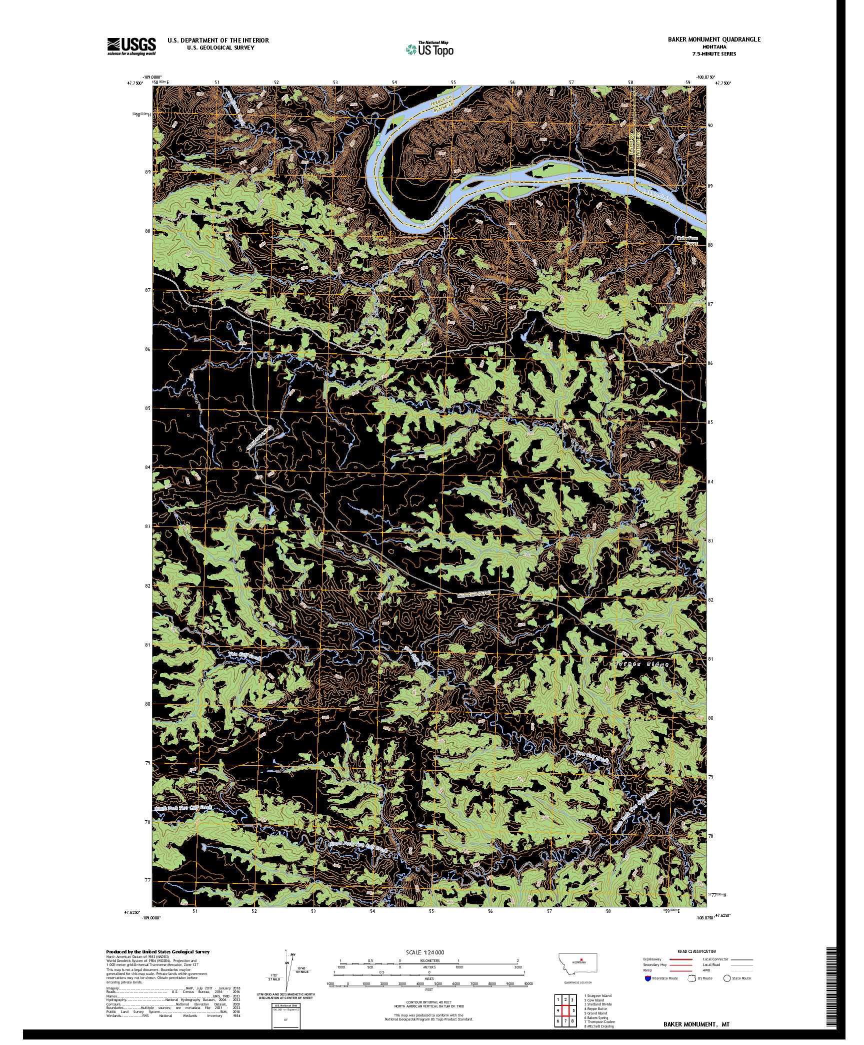 US TOPO 7.5-MINUTE MAP FOR BAKER MONUMENT, MT