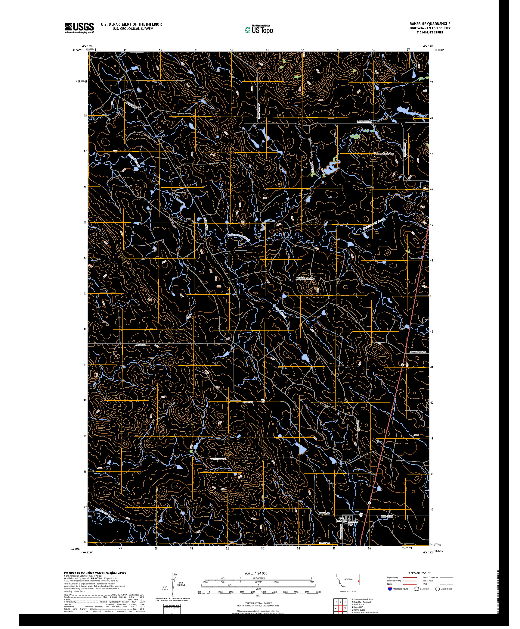 US TOPO 7.5-MINUTE MAP FOR BAKER NE, MT