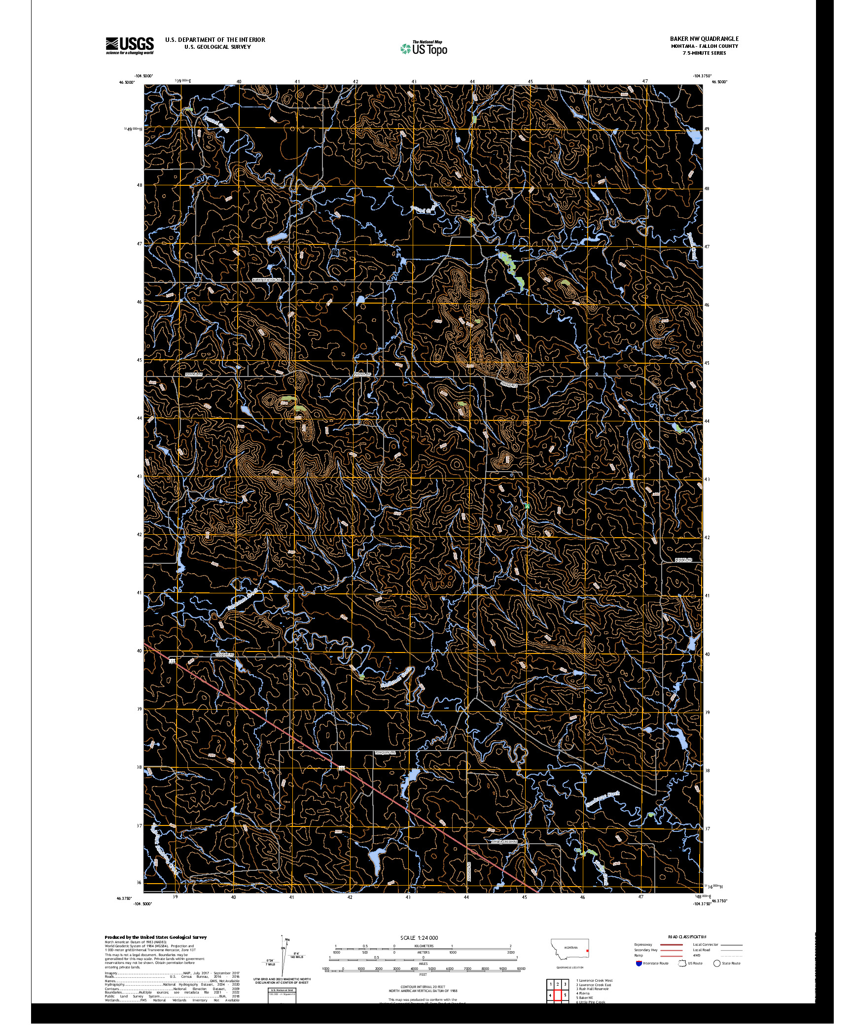 US TOPO 7.5-MINUTE MAP FOR BAKER NW, MT