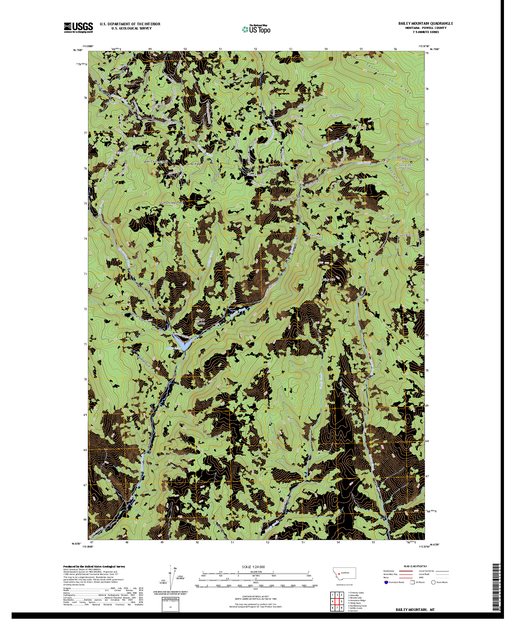 US TOPO 7.5-MINUTE MAP FOR BAILEY MOUNTAIN, MT