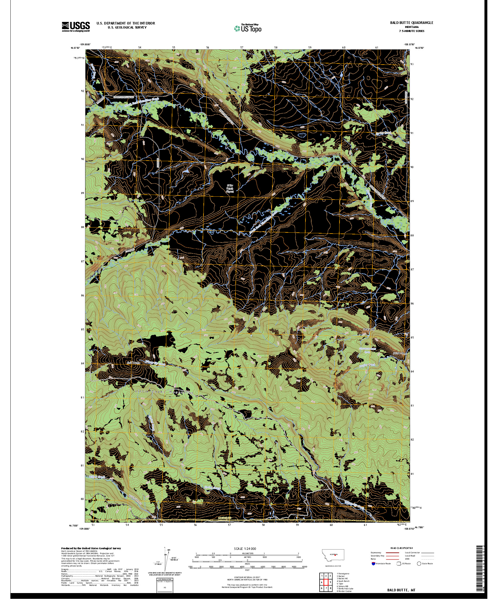 US TOPO 7.5-MINUTE MAP FOR BALD BUTTE, MT