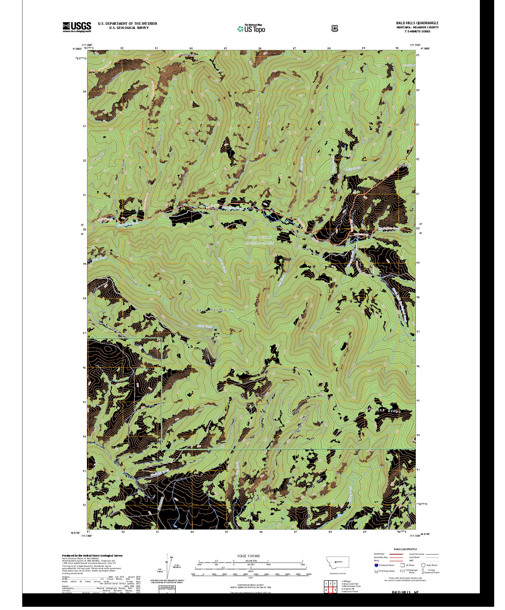 US TOPO 7.5-MINUTE MAP FOR BALD HILLS, MT
