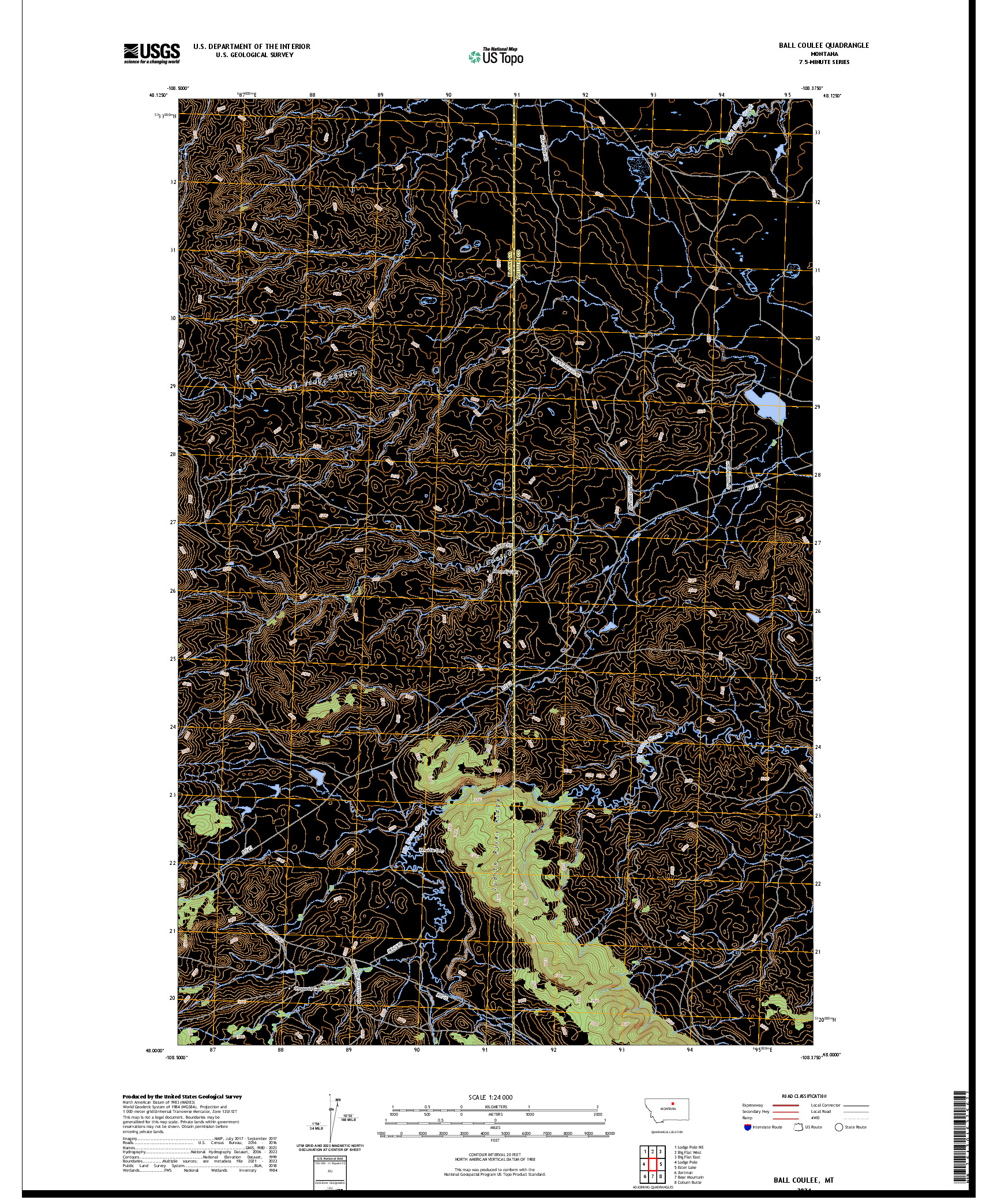 US TOPO 7.5-MINUTE MAP FOR BALL COULEE, MT