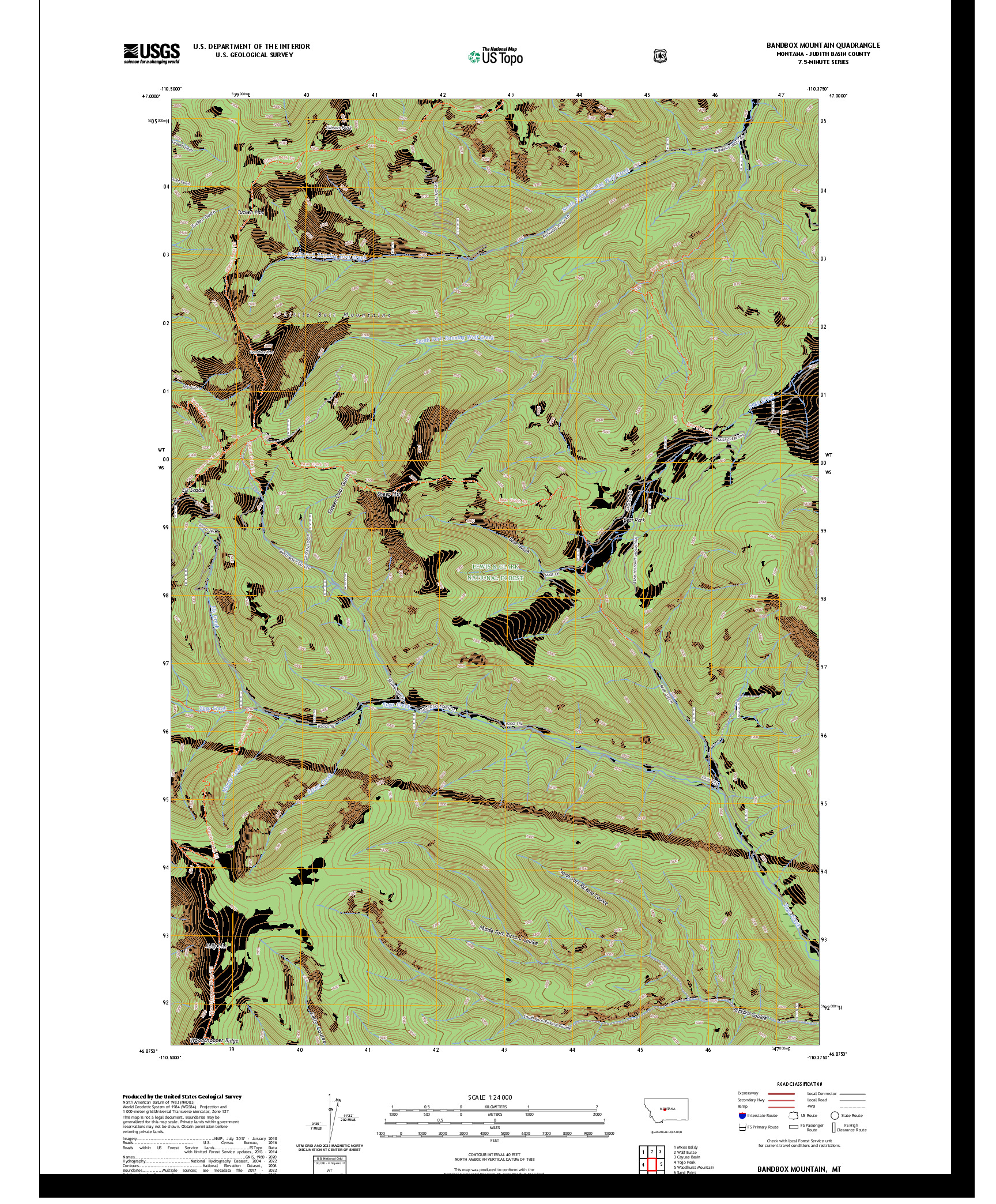 US TOPO 7.5-MINUTE MAP FOR BANDBOX MOUNTAIN, MT