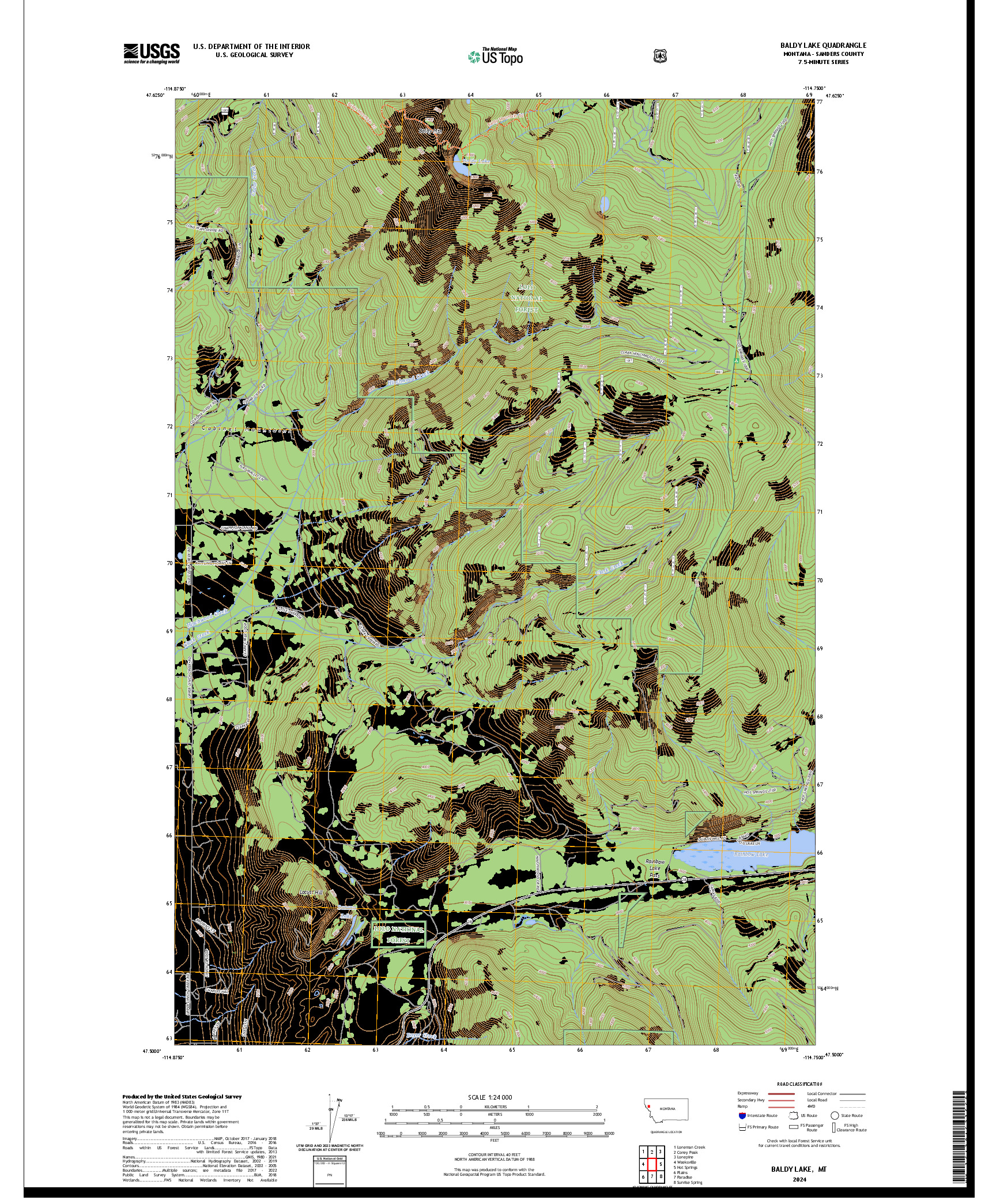US TOPO 7.5-MINUTE MAP FOR BALDY LAKE, MT