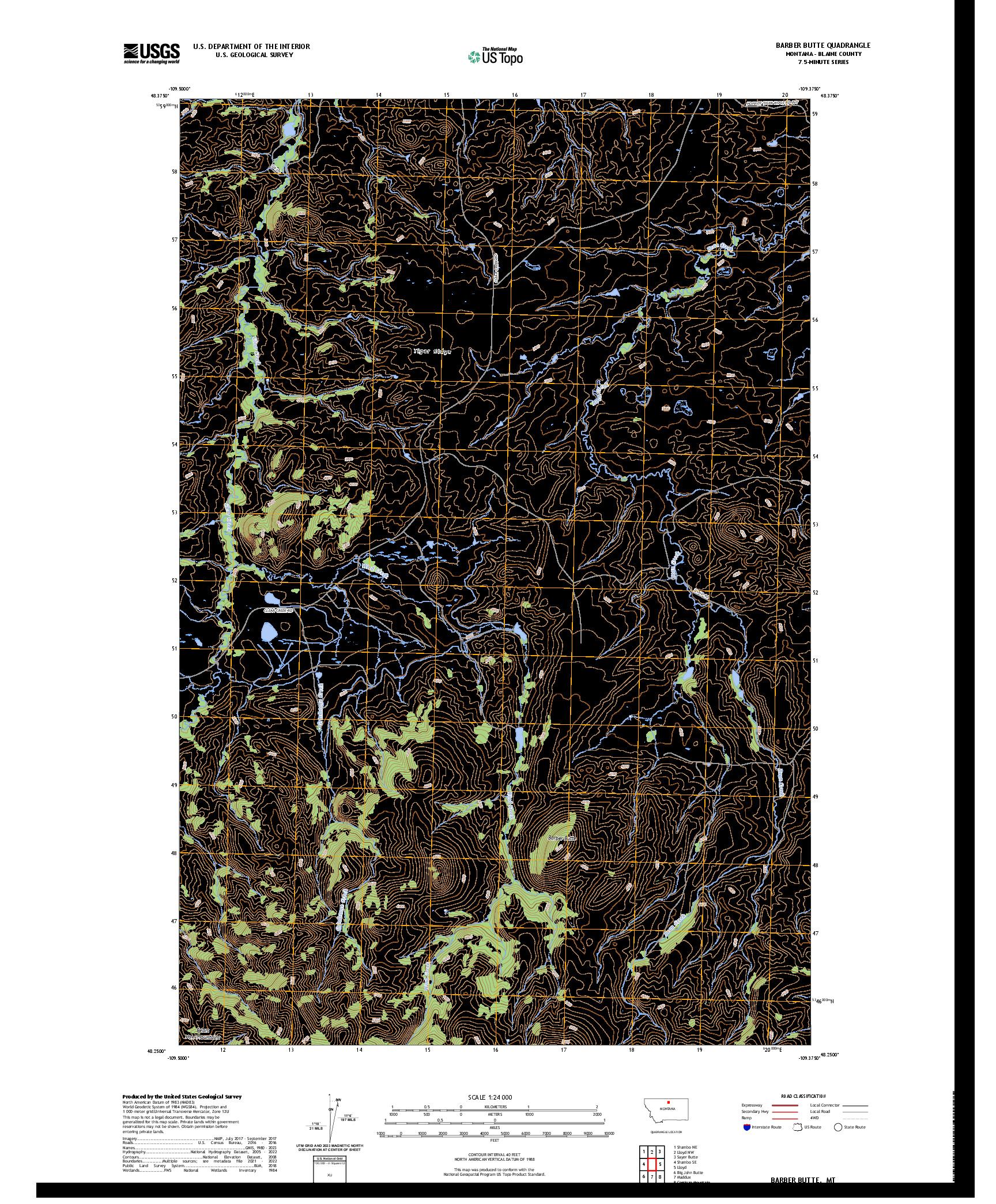 US TOPO 7.5-MINUTE MAP FOR BARBER BUTTE, MT